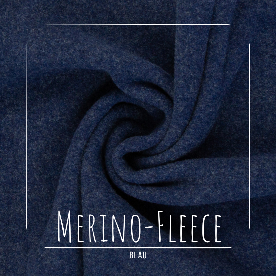 Merino Fleece Blau meliert - 100% Merinowolle - Mulesingfrei