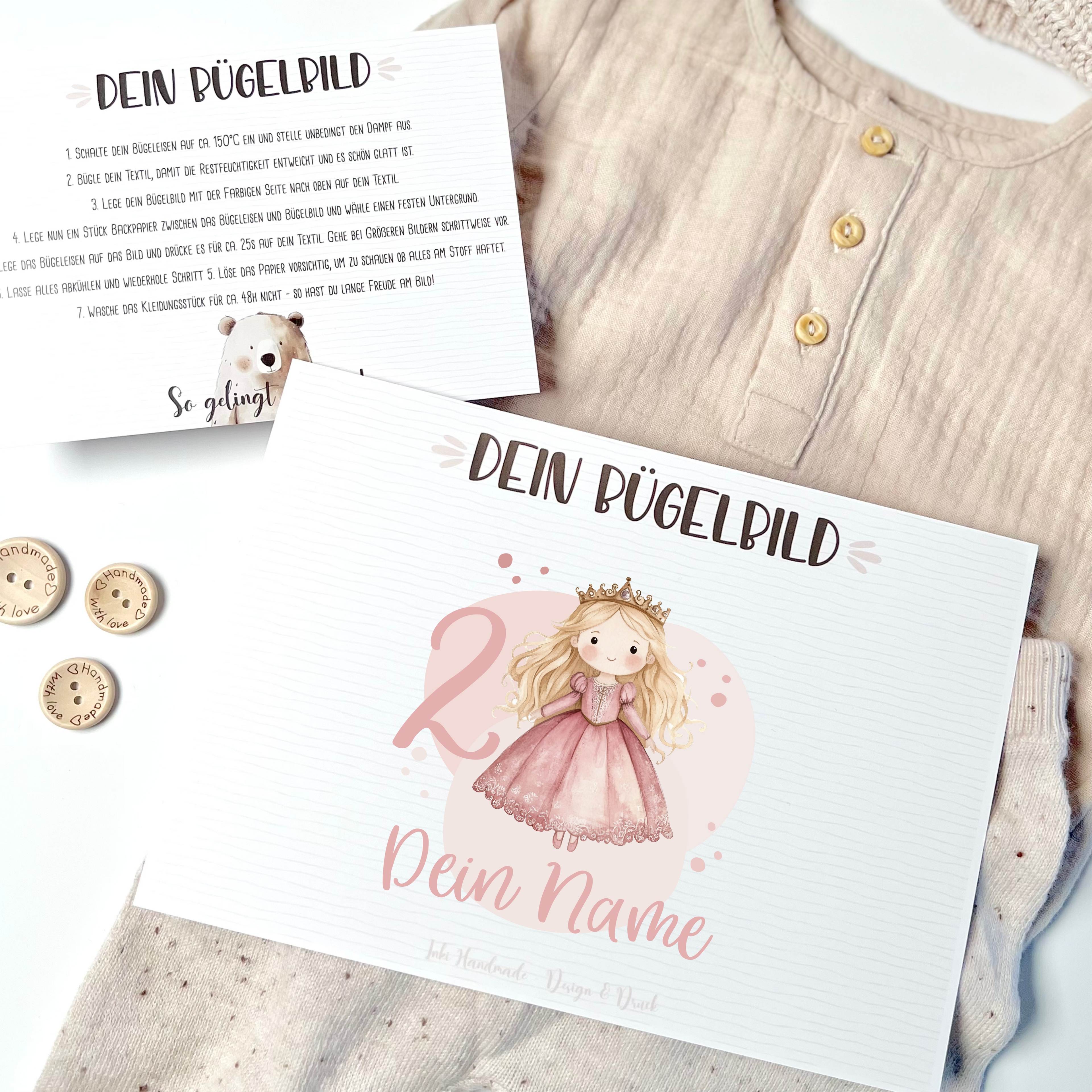 Bügelbild "Prinzessin" - Name und Jahreszahl nach deinen Wünschen