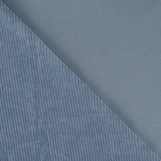 Stretch Cord-Jersey Dusty Blue - 78% Baumwolle 17% Poyester 5% Elastan