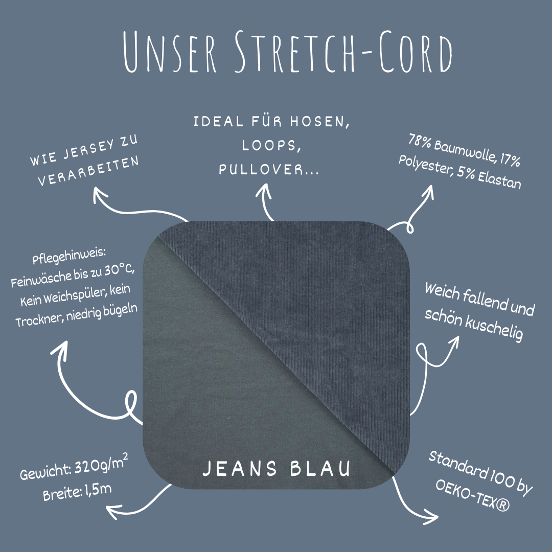 Stretch Cord-Jersey Jeans Blau - 78% Baumwolle 17% Poyester 5% Elastan