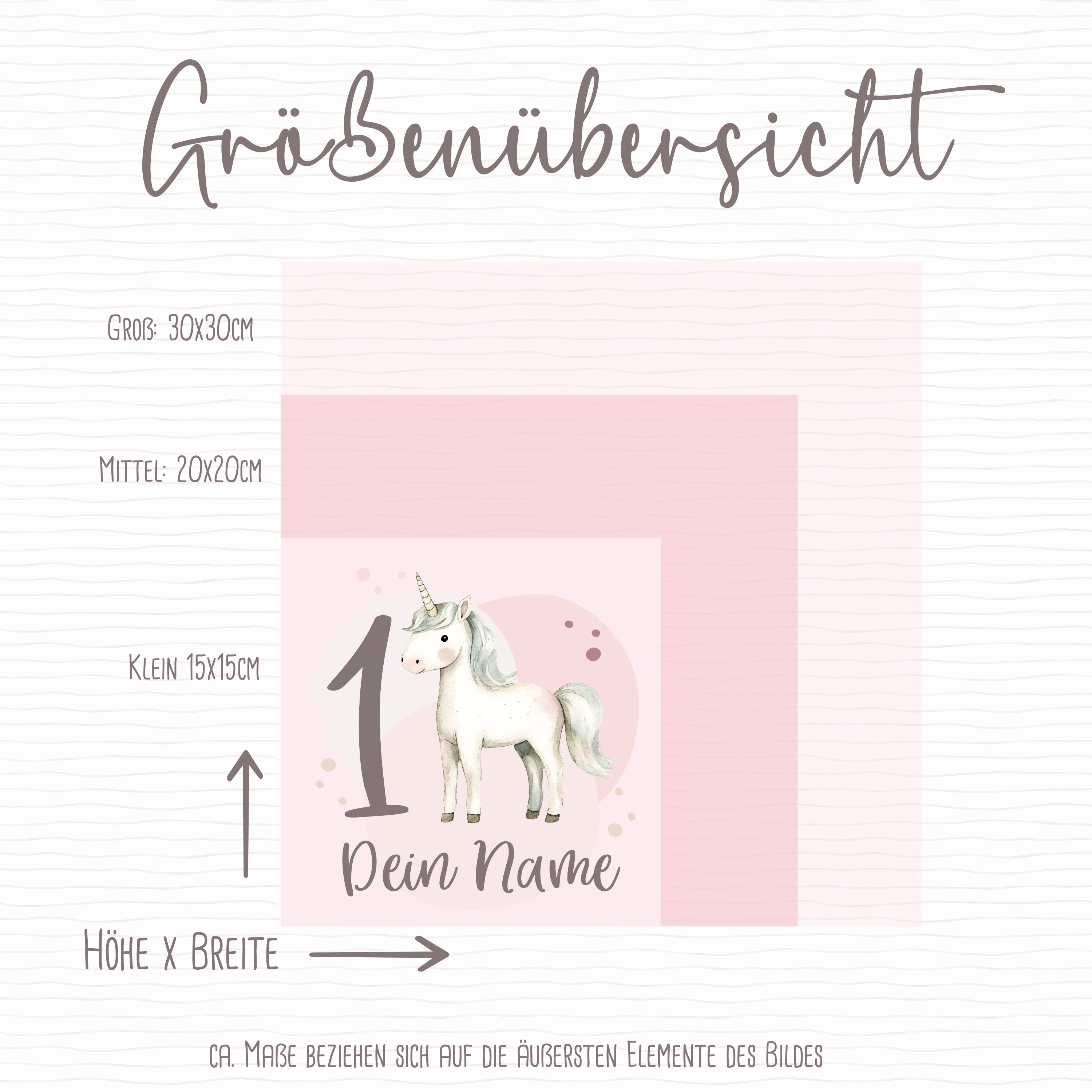 Bügelbild "Einhorn" - Name und Jahreszahl nach deinen Wünschen