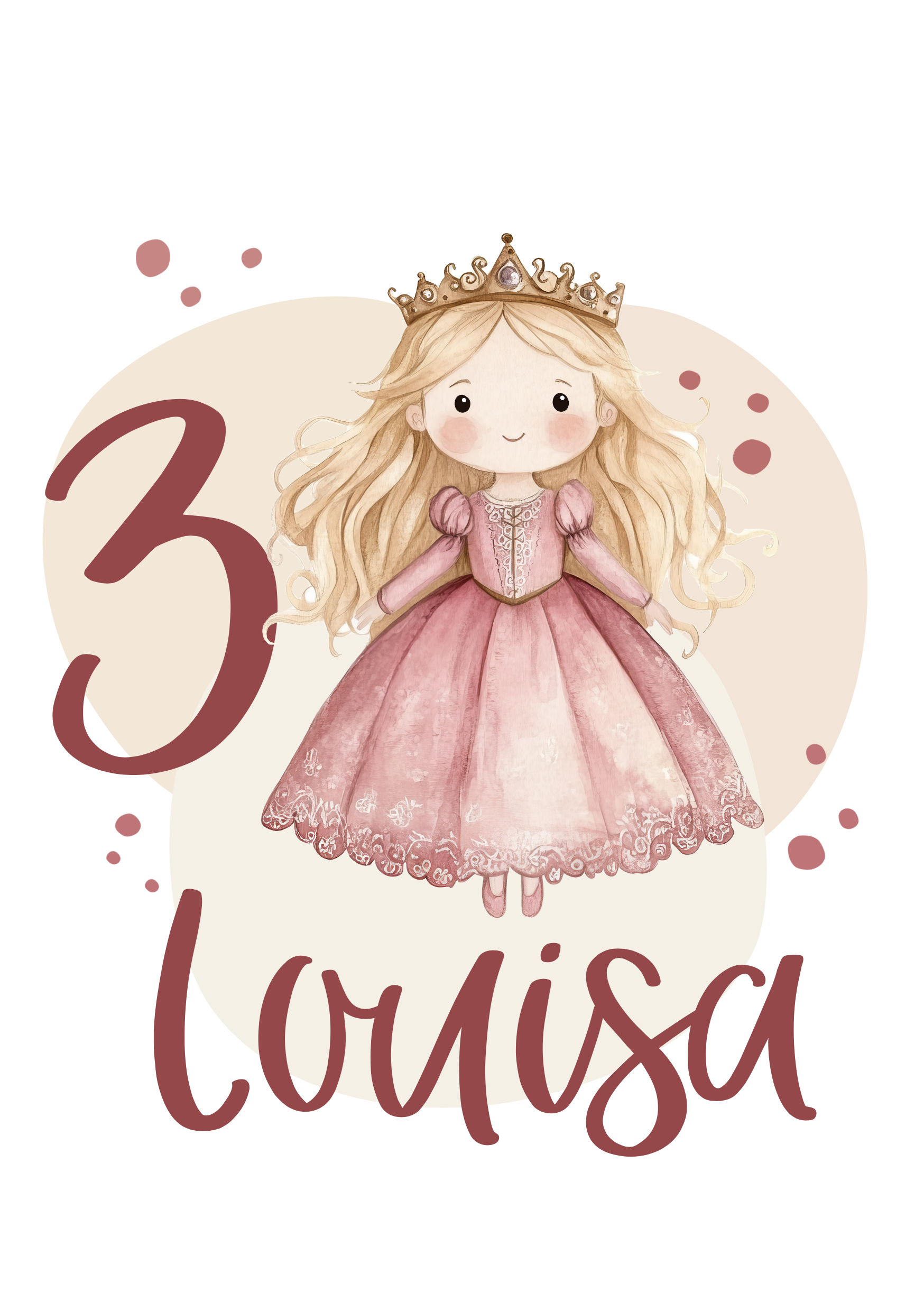 Bügelbild "Prinzessin" - Name und Jahreszahl nach deinen Wünschen