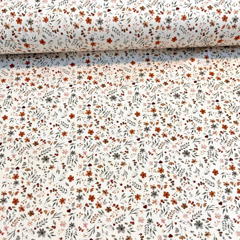 Frühlingswiese Beige - Premium Baumwoll-Jersey
