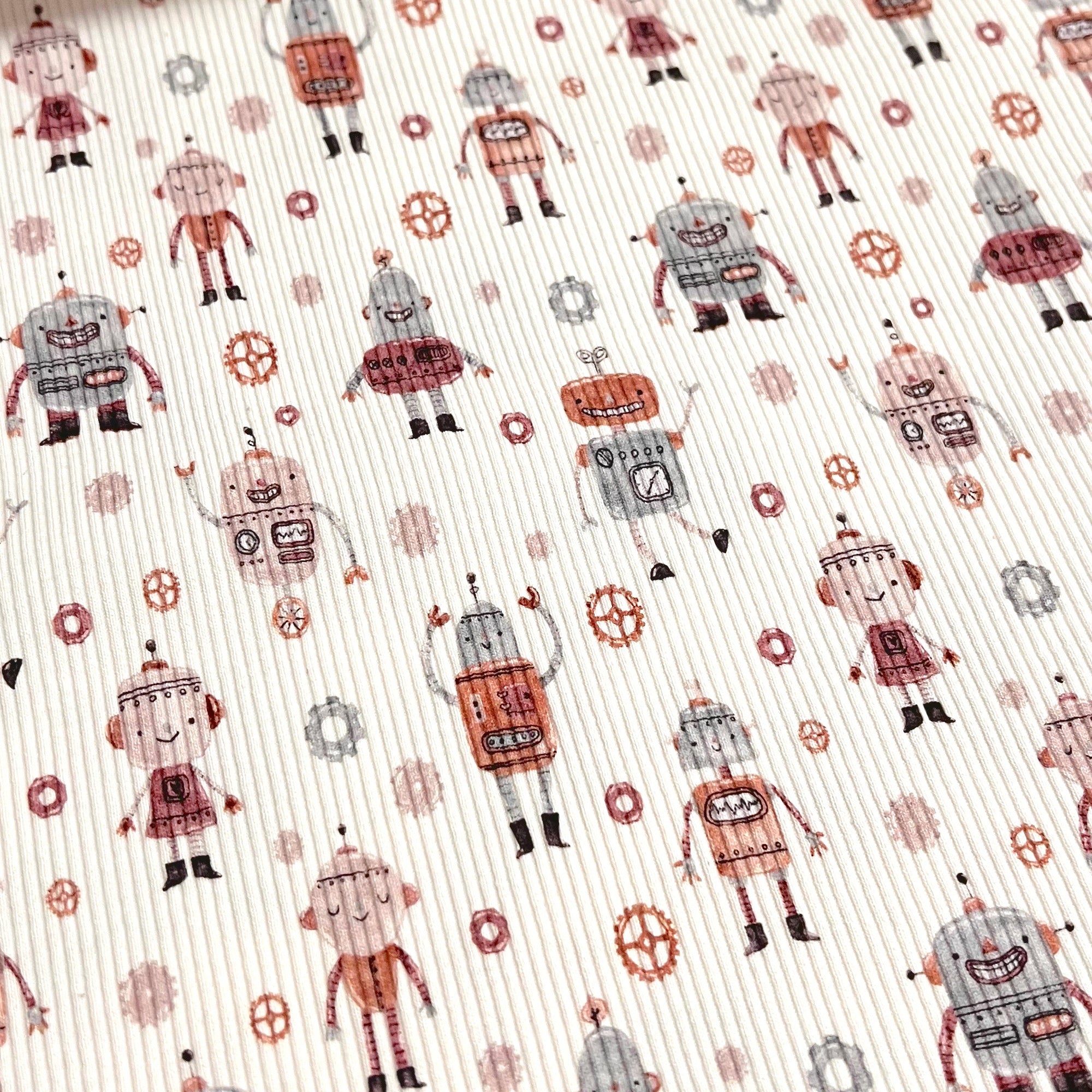 Roboter - Baby Rib Jersey - 95% Cotton 5% Elastan