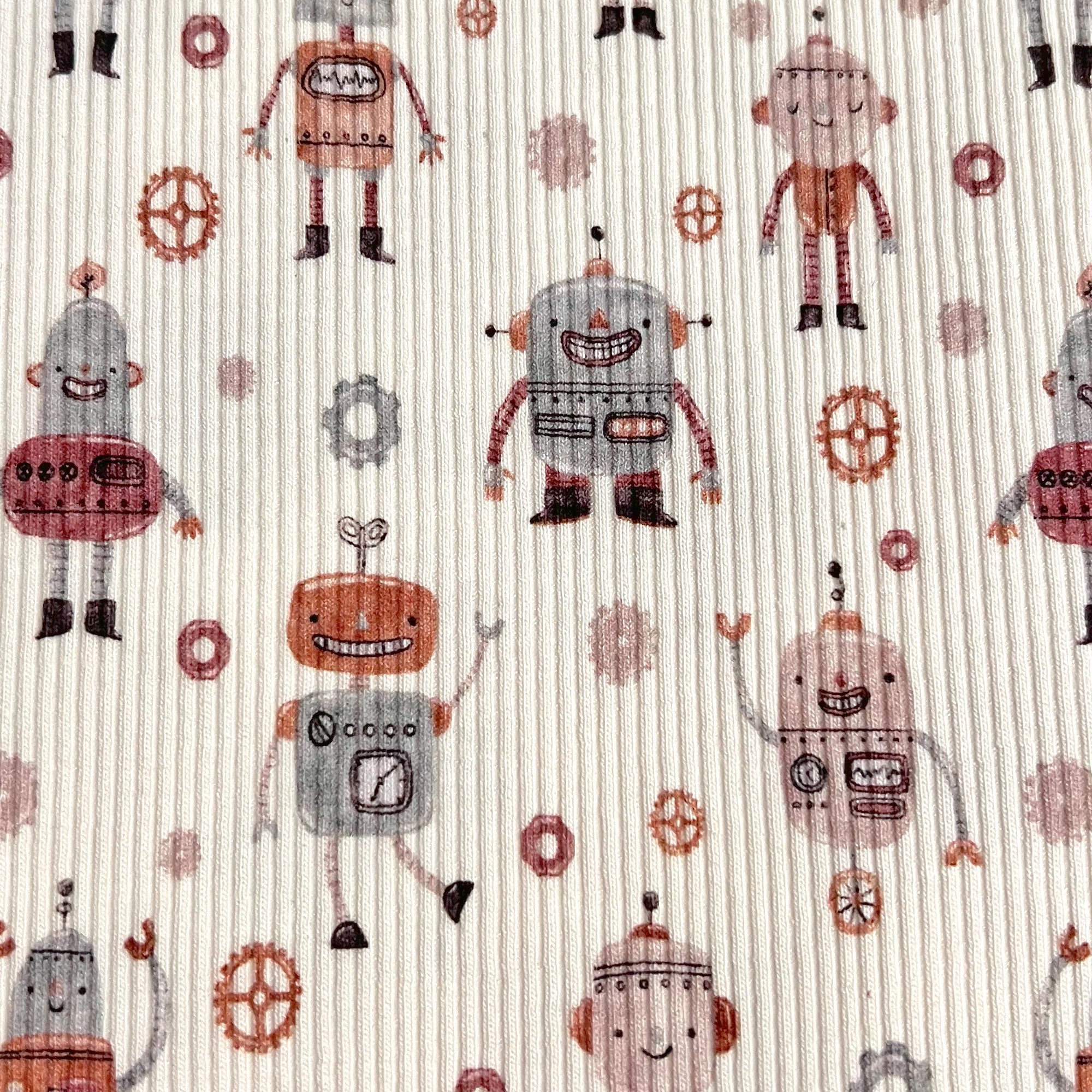 Roboter - Baby Rib Jersey - 95% Cotton 5% Elastan