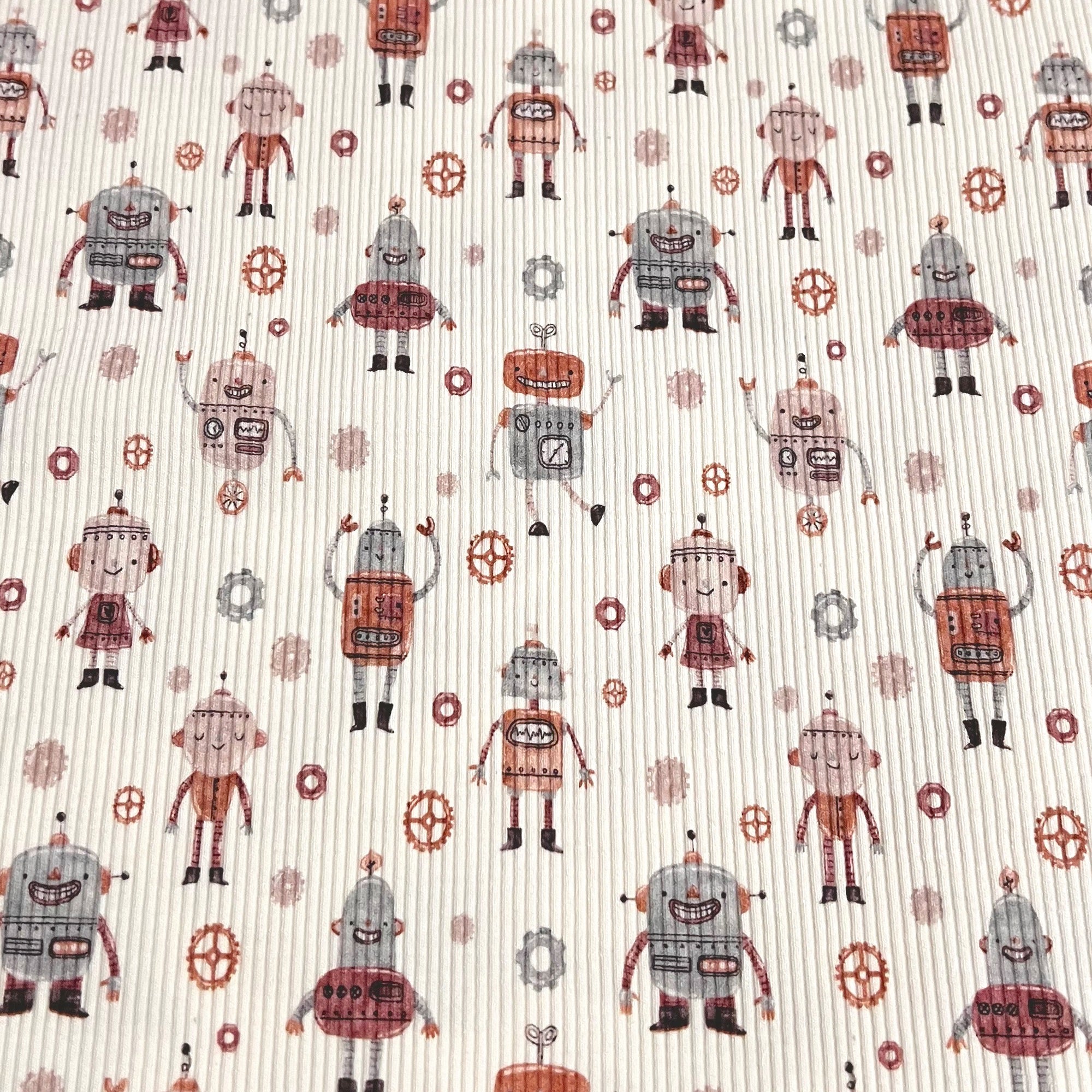 Roboter - Baby Rib Jersey - 95% Cotton 5% Elastan