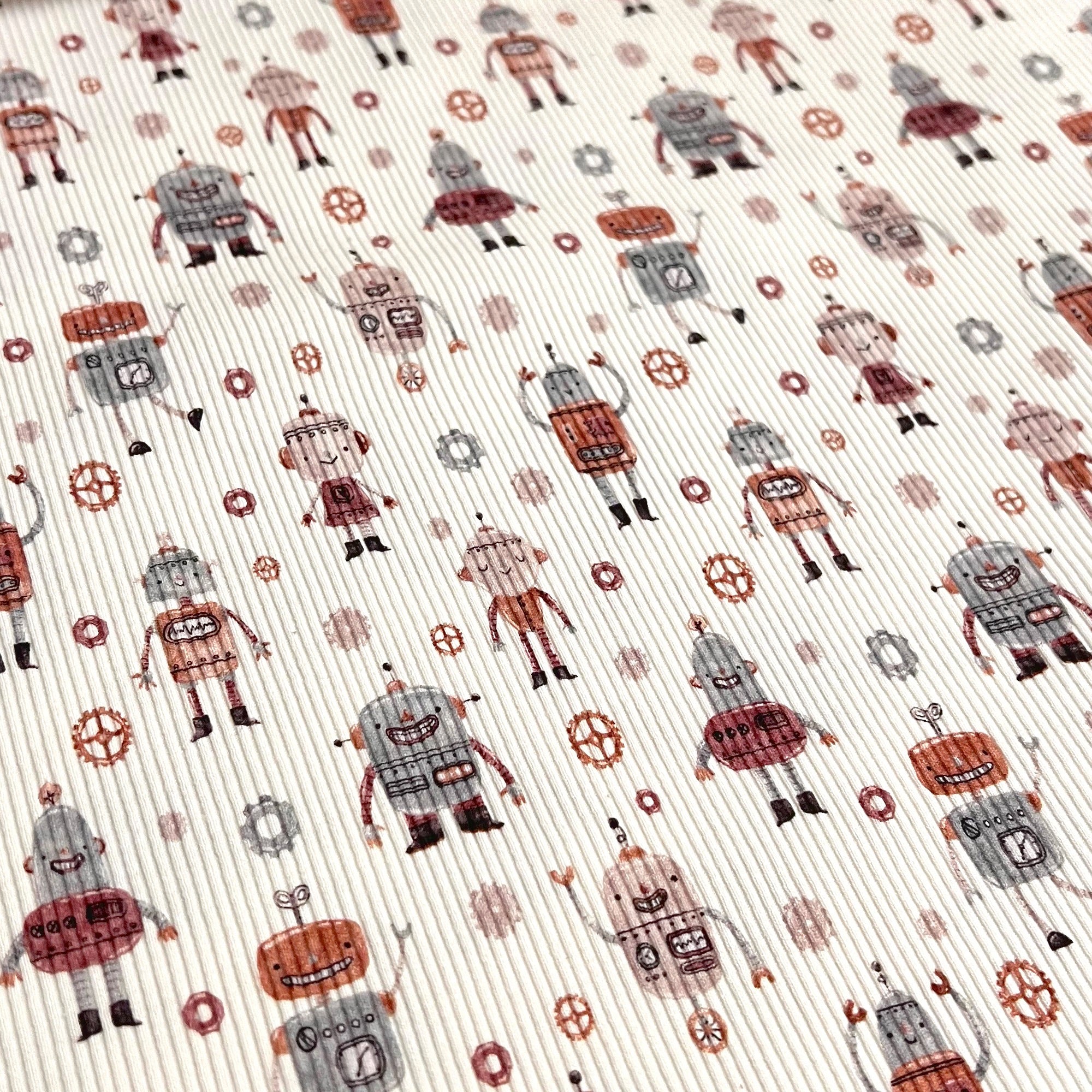 Roboter - Baby Rib Jersey - 95% Cotton 5% Elastan
