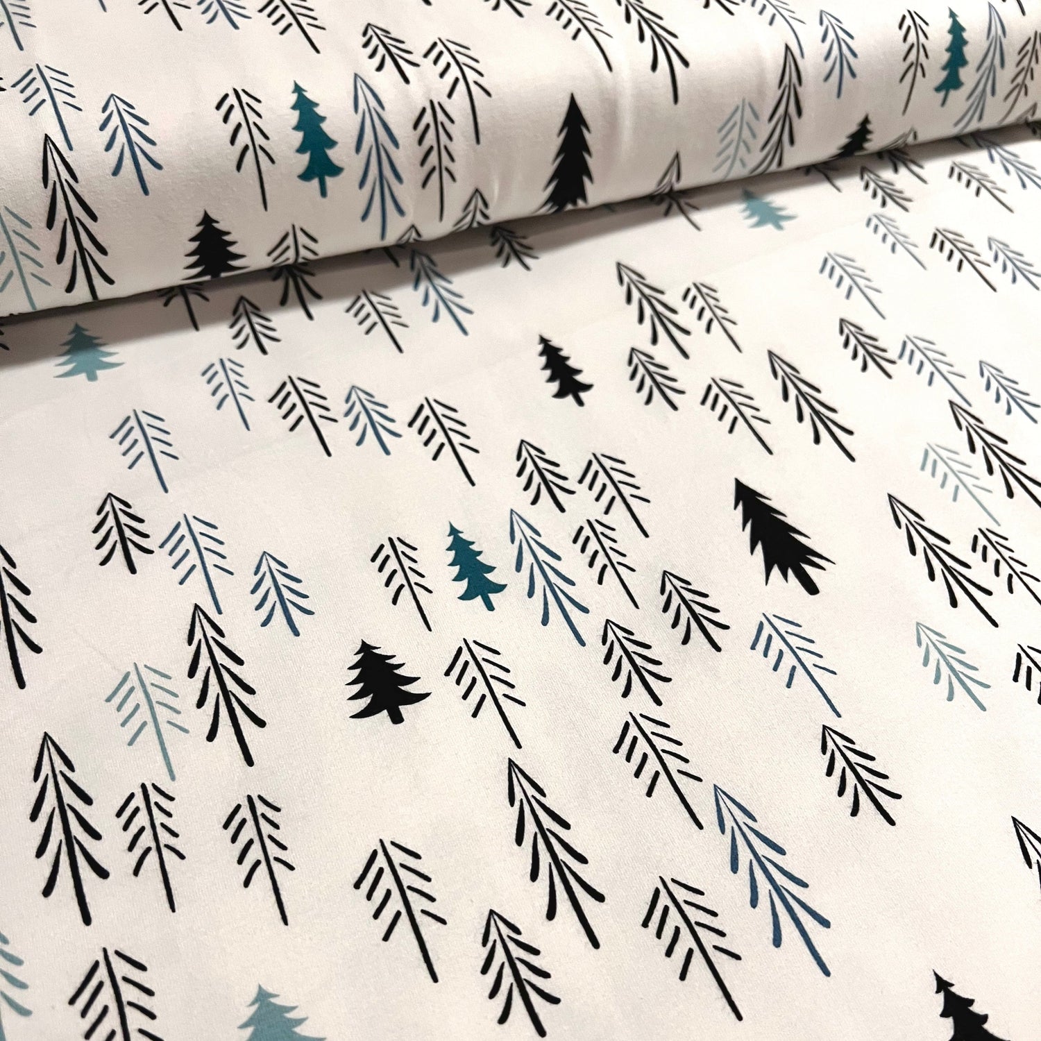 Pines Blau - Premium Baumwoll-Jersey - 95% Cotton 5% Elastan