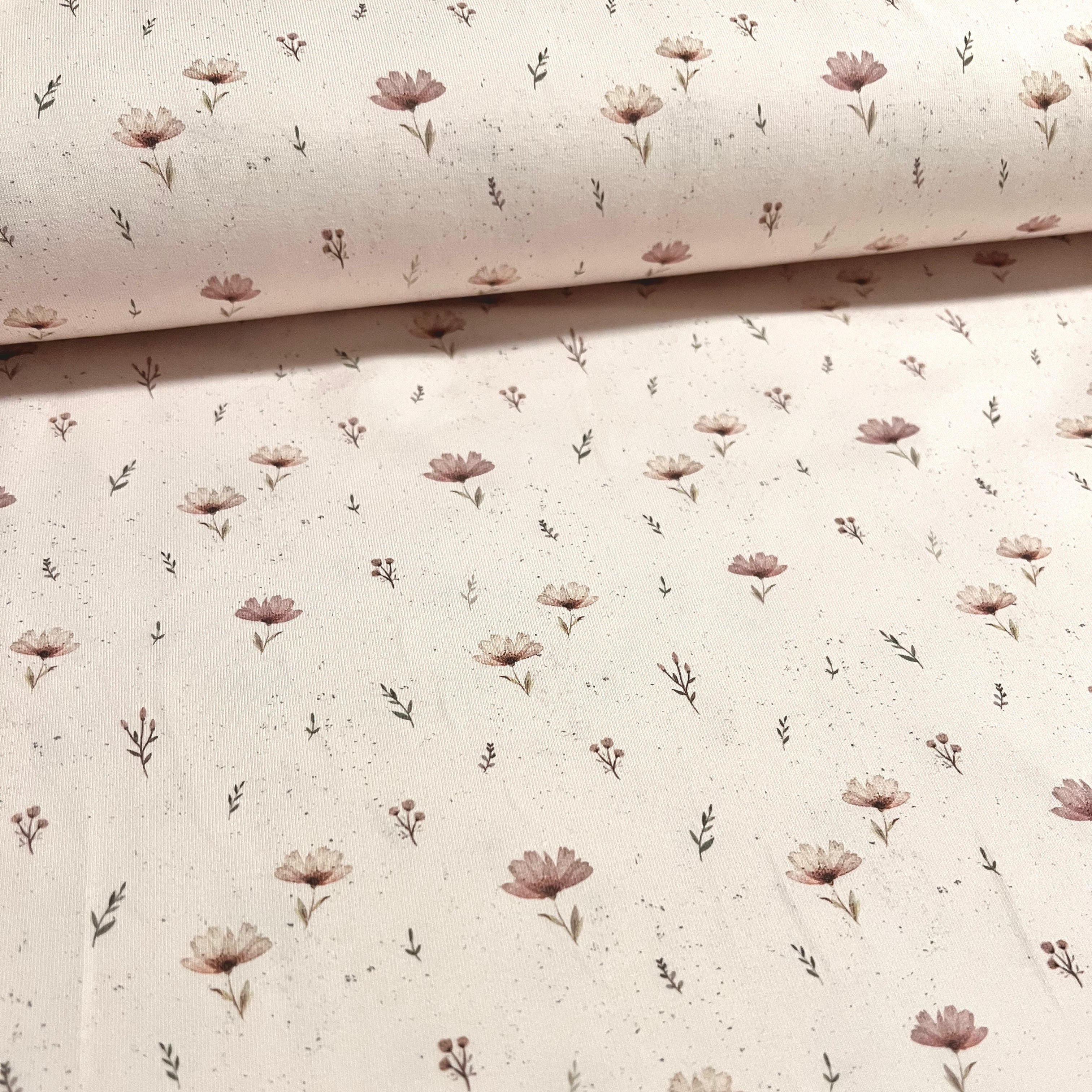 Boho Flowers - Premium Baumwoll-Jersey - 95% Cotton 5% Elastan