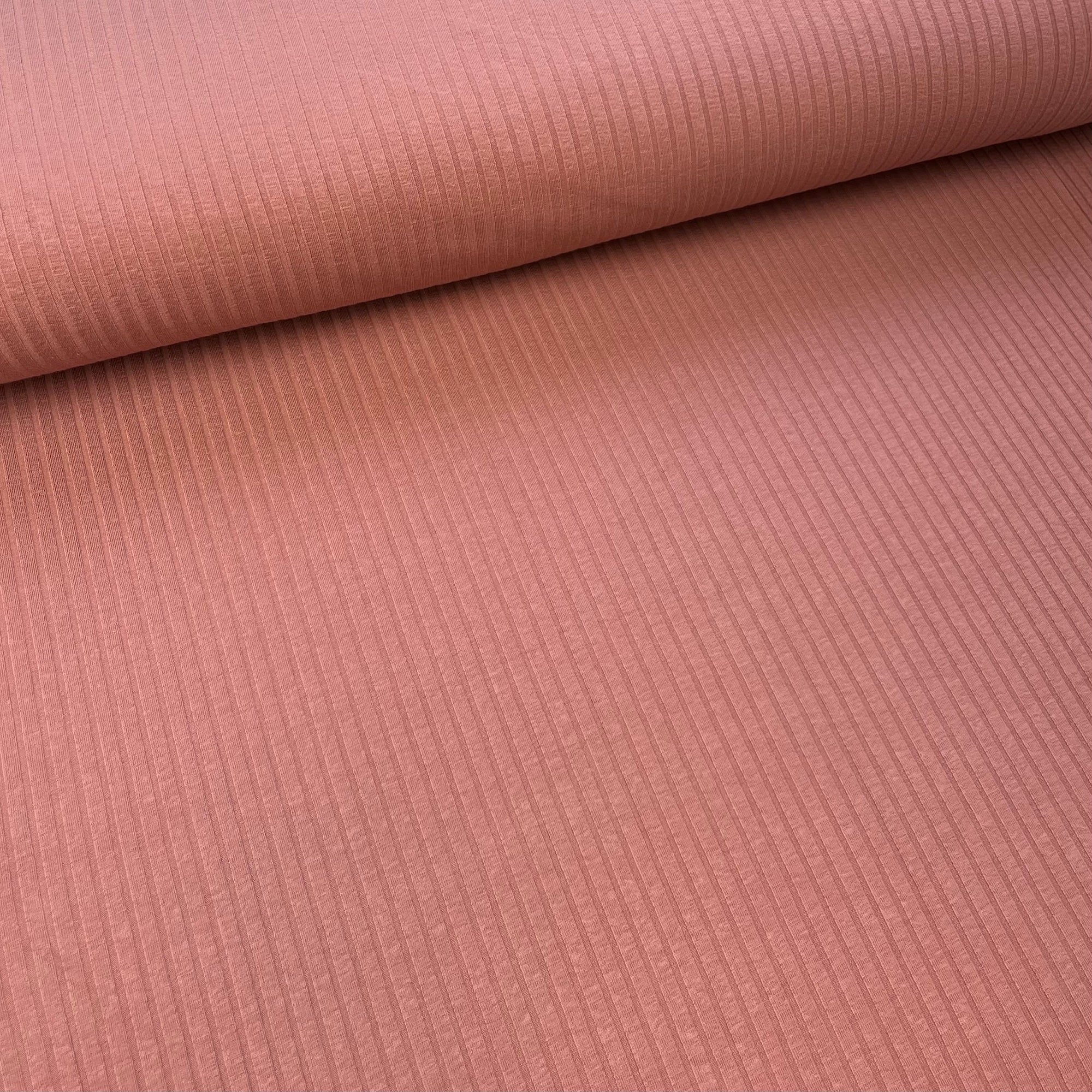 Clay Pink - Wide Rib Jersey - 95% Cotton 5% Elastan