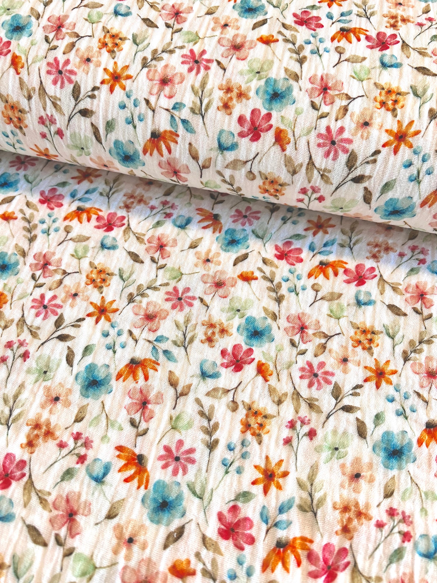 Happy Flowers - Baumwoll Musselin - 100% Baumwolle