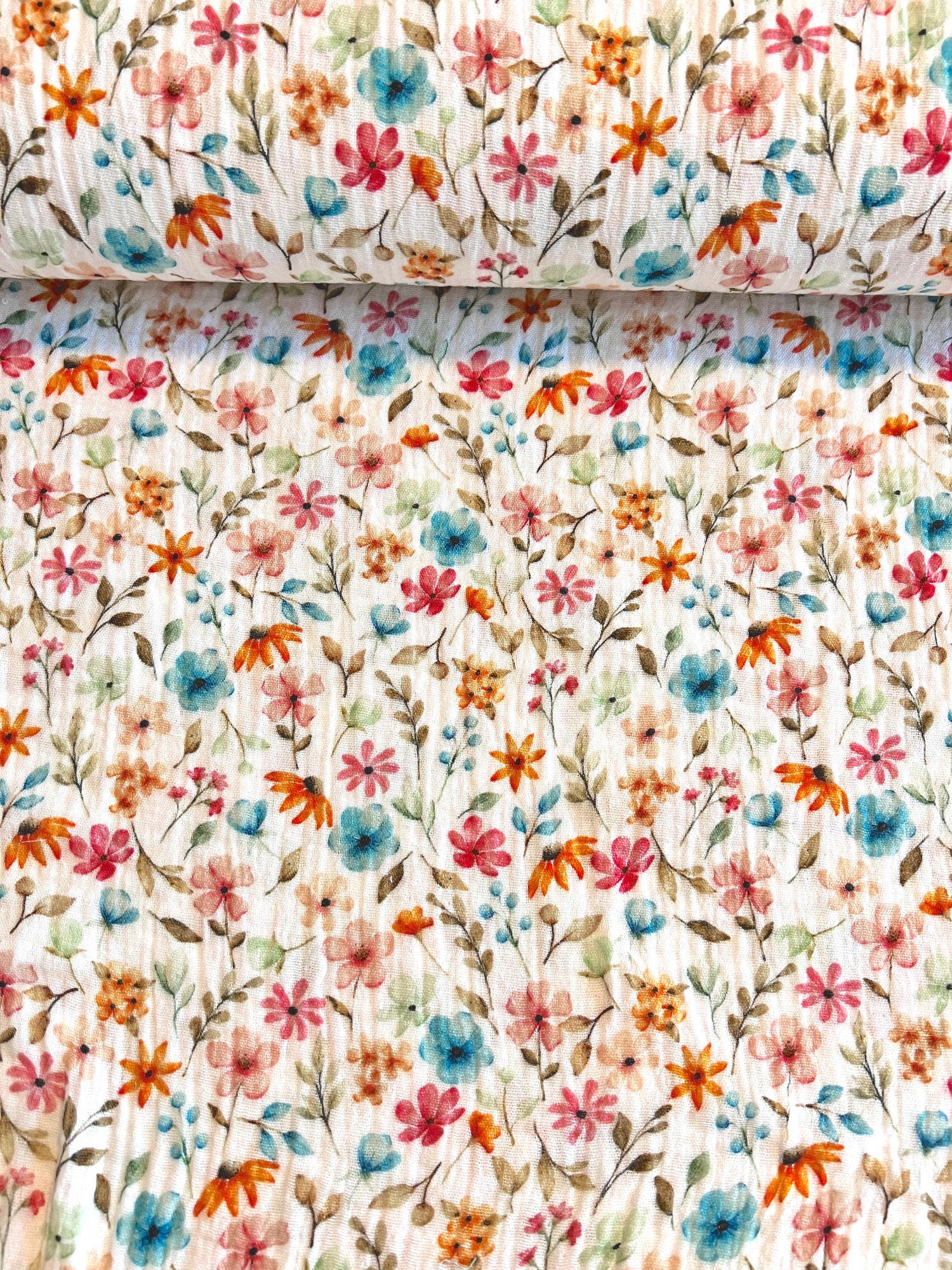 Happy Flowers - Baumwoll Musselin - 100% Baumwolle