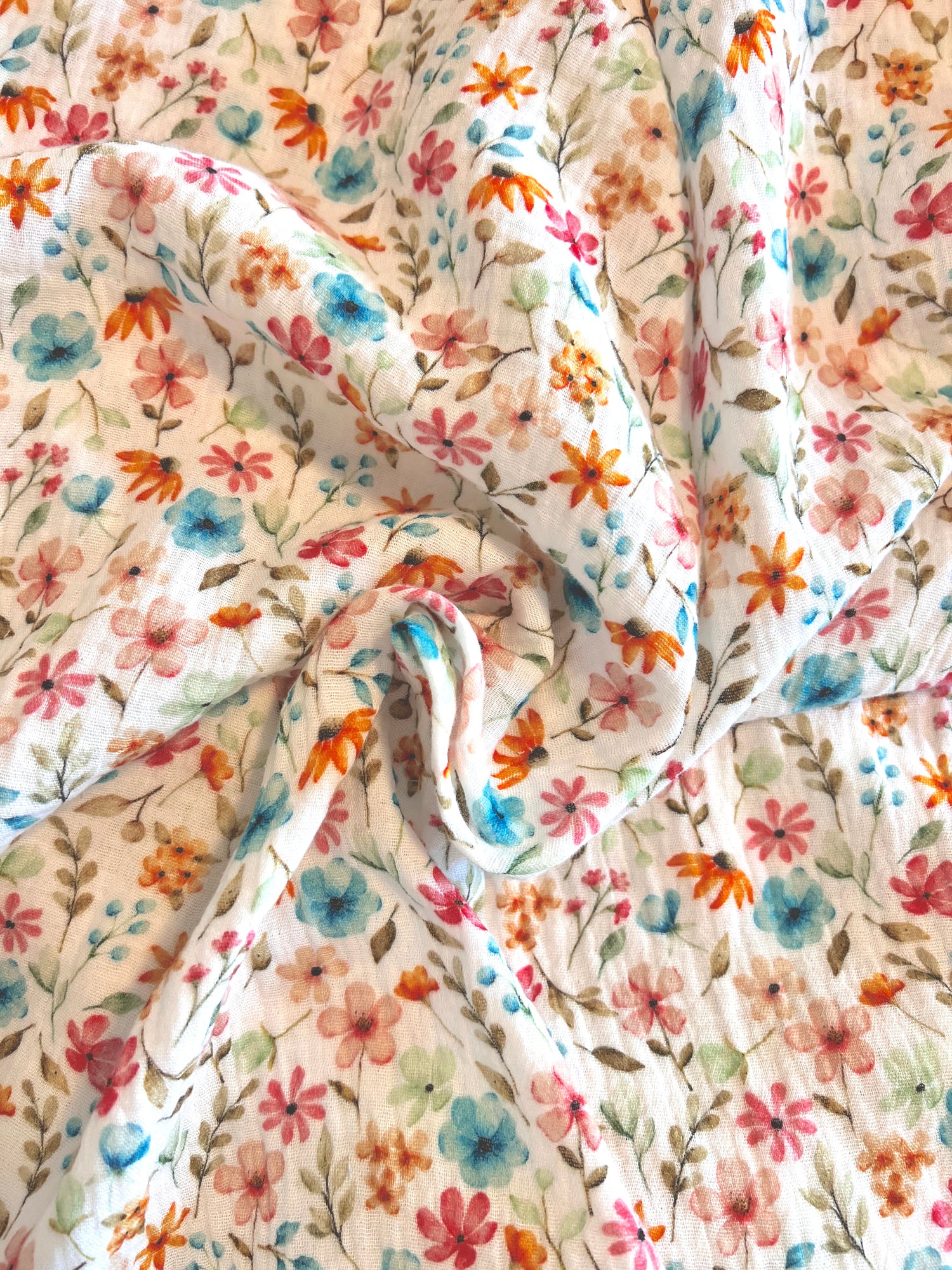 Happy Flowers - Baumwoll Musselin - 100% Baumwolle