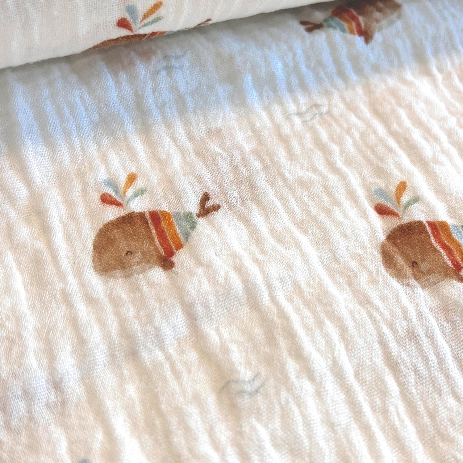 Regenbogen Wale - Baumwoll Musselin - 100% Baumwolle