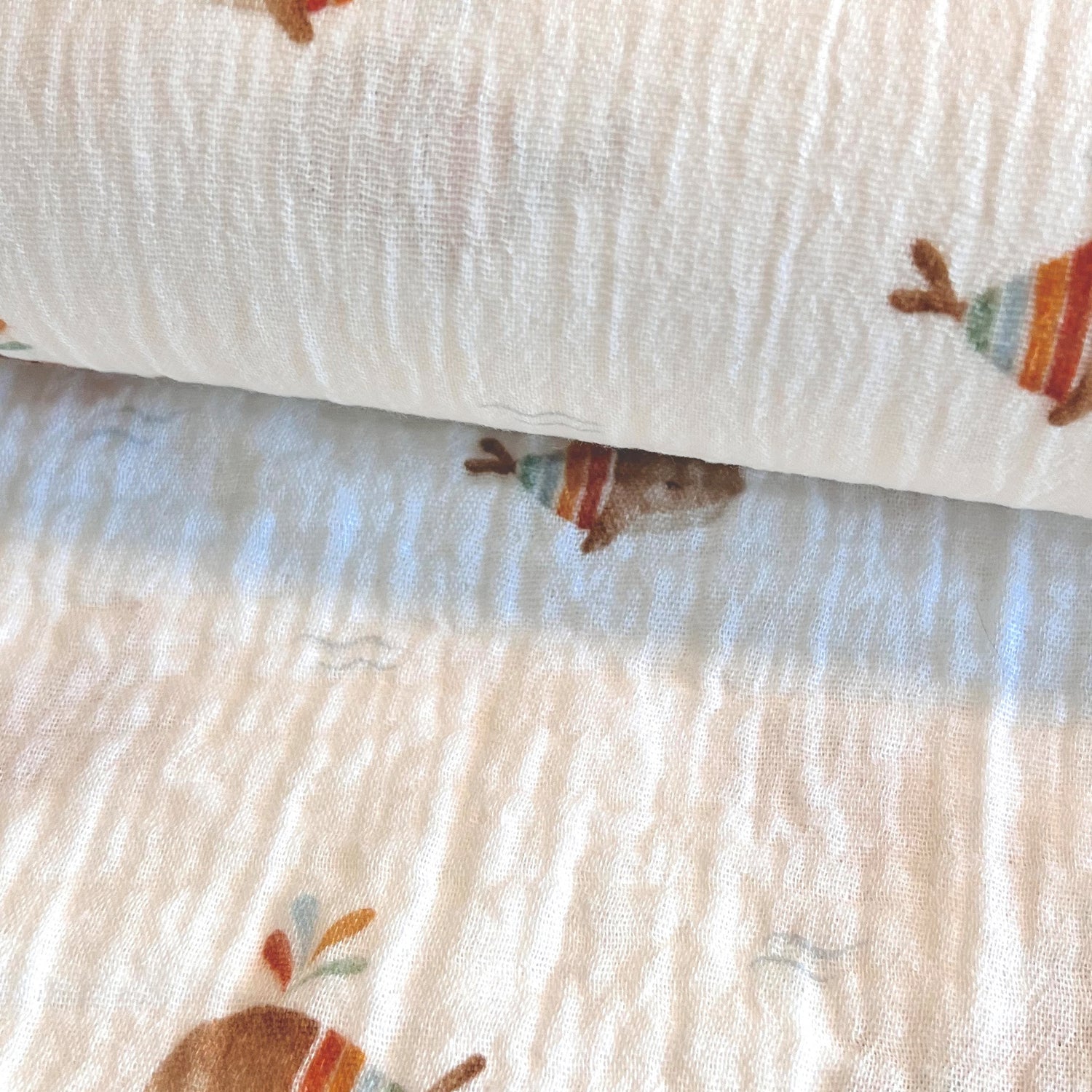 Regenbogen Wale - Baumwoll Musselin - 100% Baumwolle