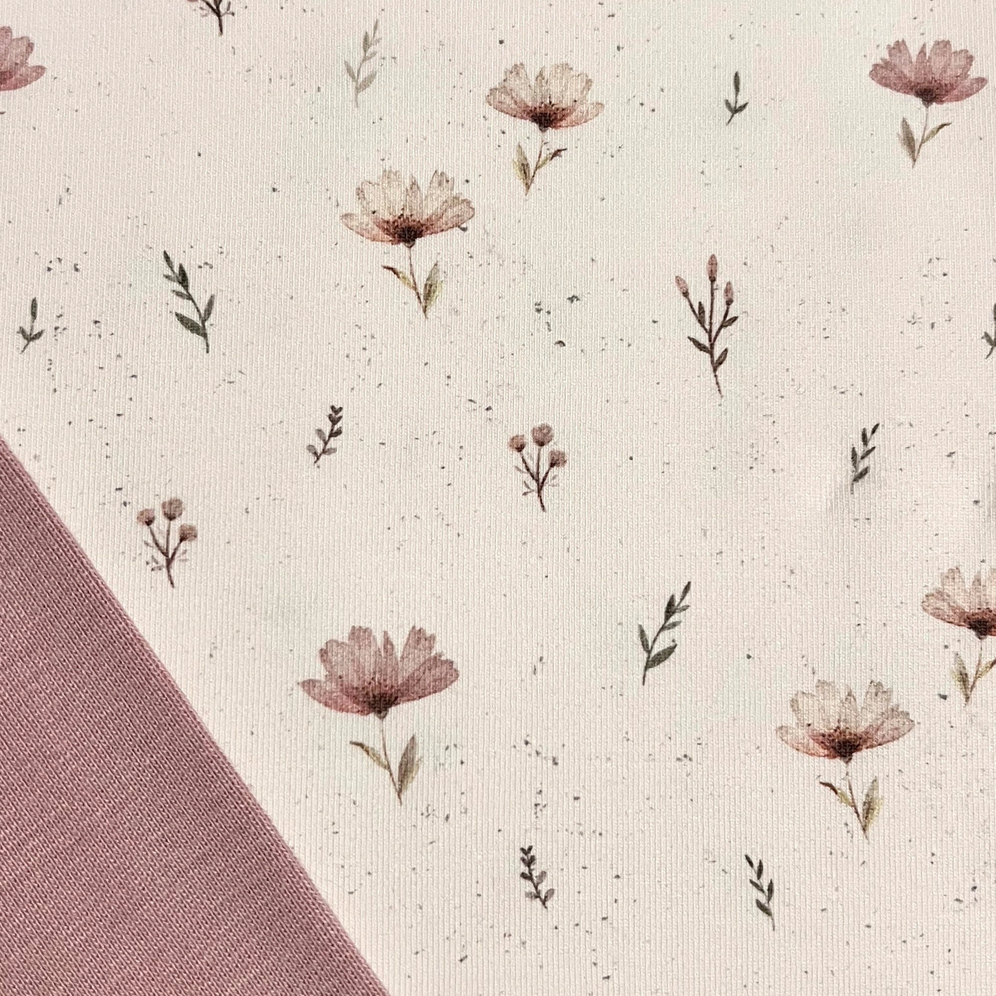 Boho Flowers - Premium Baumwoll-Jersey - 95% Cotton 5% Elastan