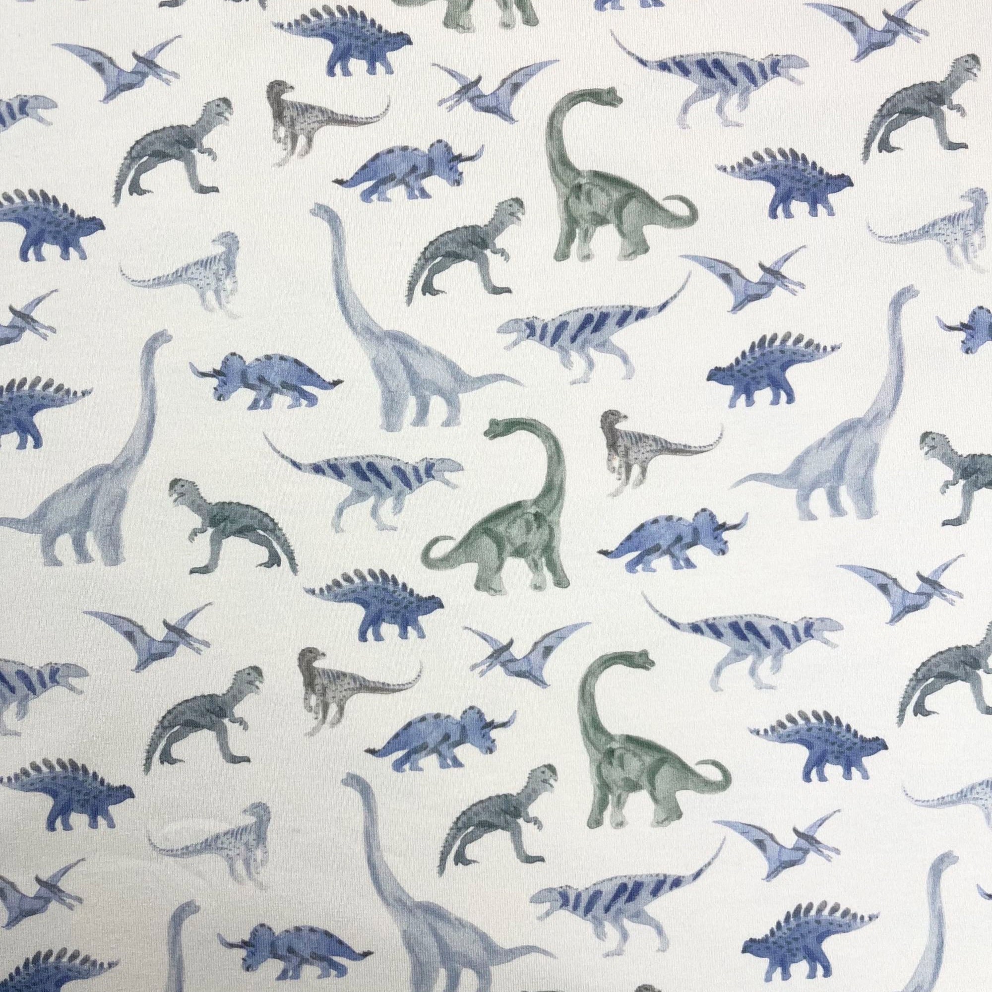 Dinosaurier Blau - Premium Baumwoll-Jersey
