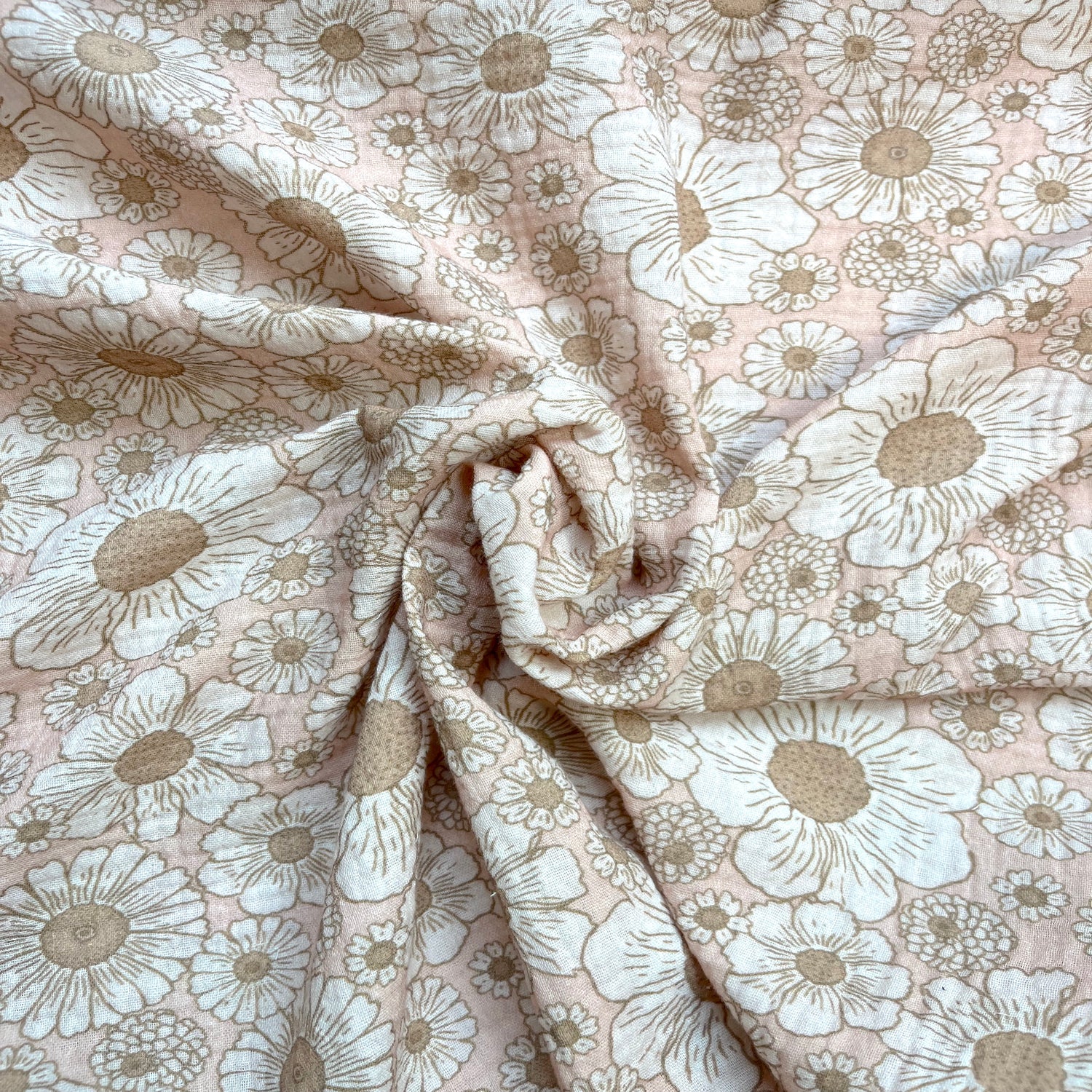 Reststück 0,48m Flower Power - Premium Musselin