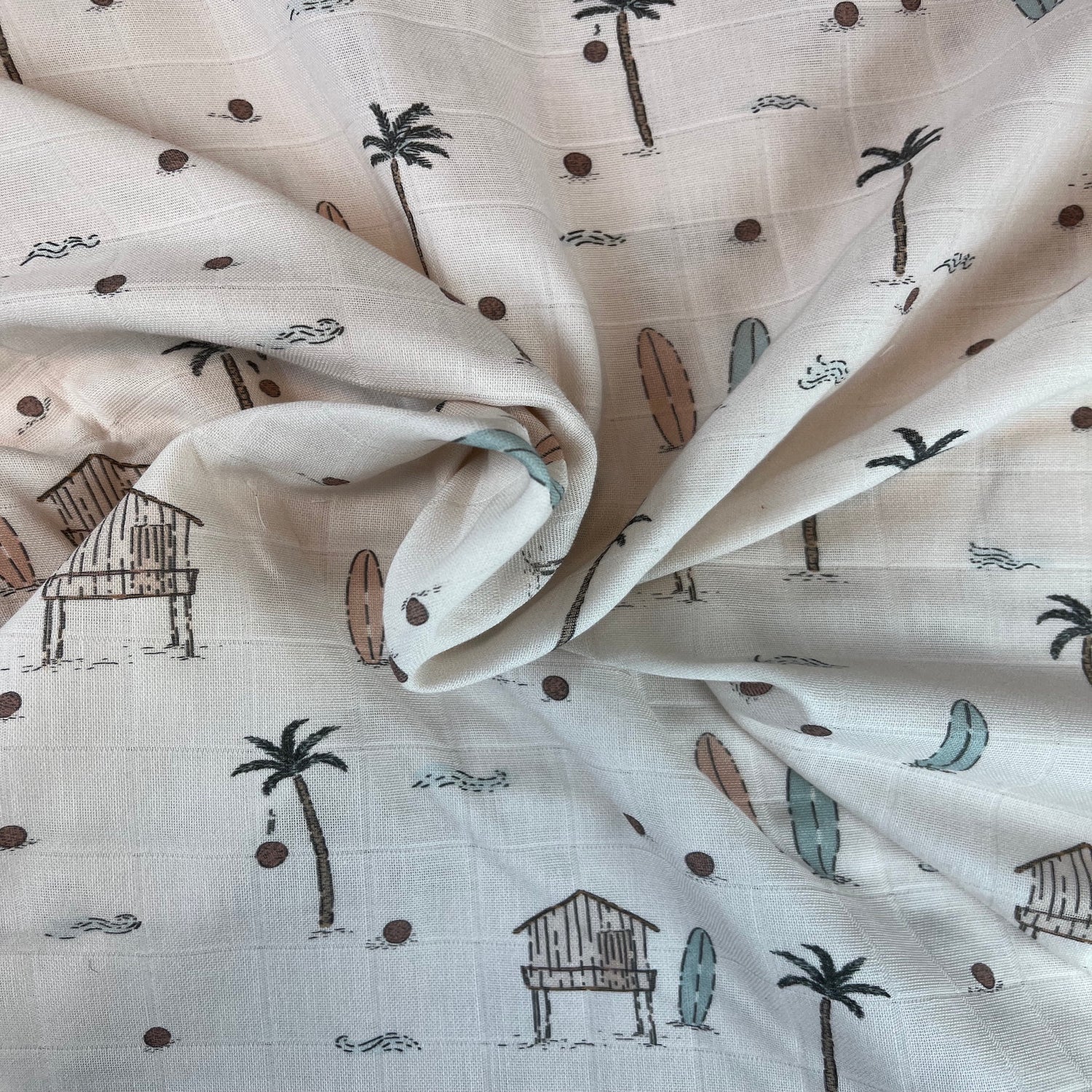 Reststück 0,35m At the beach - Baumwoll Musselin