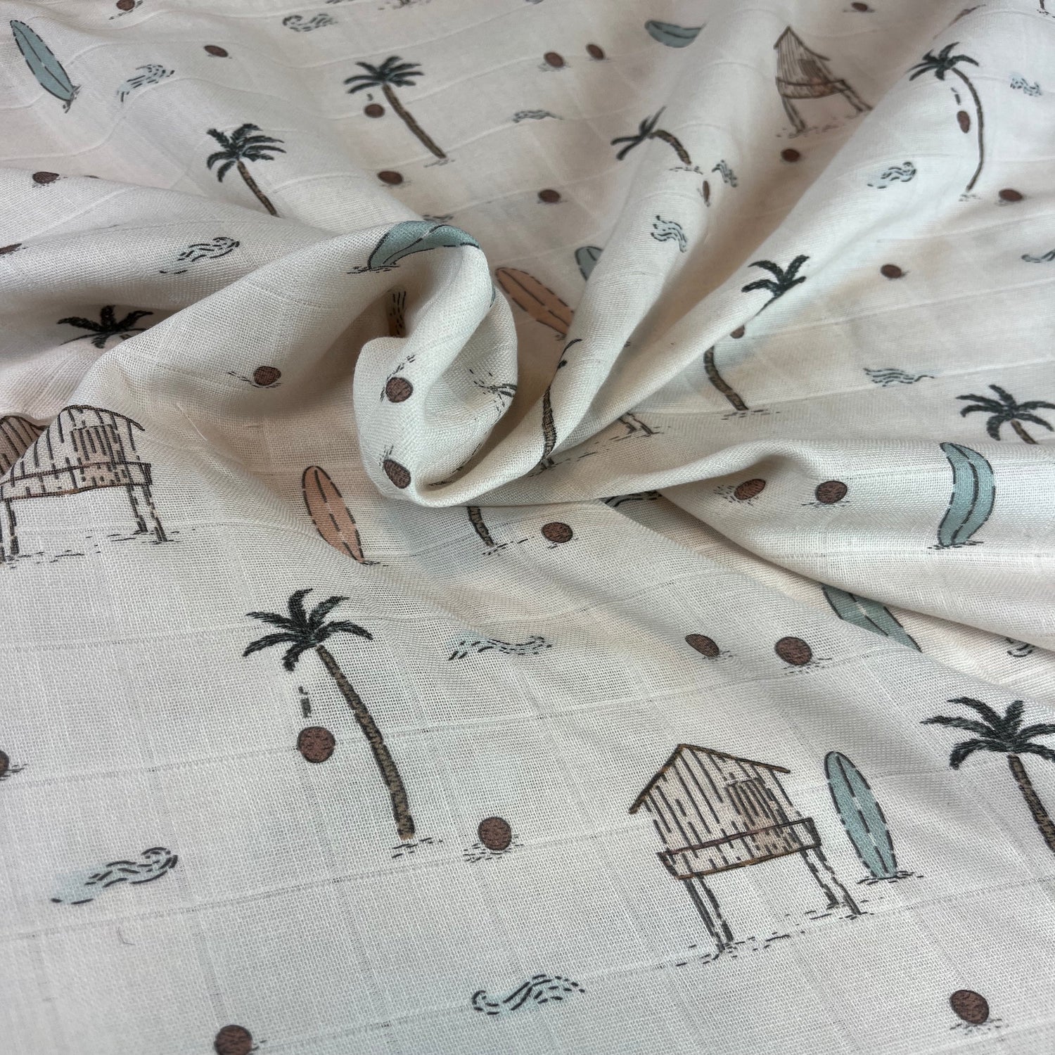 Reststück 0,35m At the beach - Baumwoll Musselin