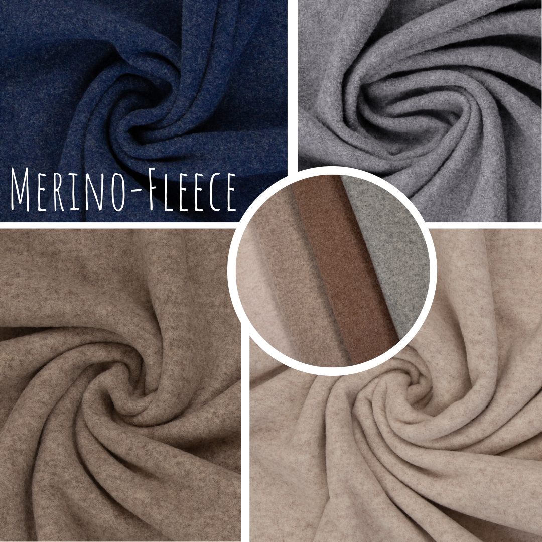 Merino Fleece Blau meliert - 100% Merinowolle - Mulesingfrei