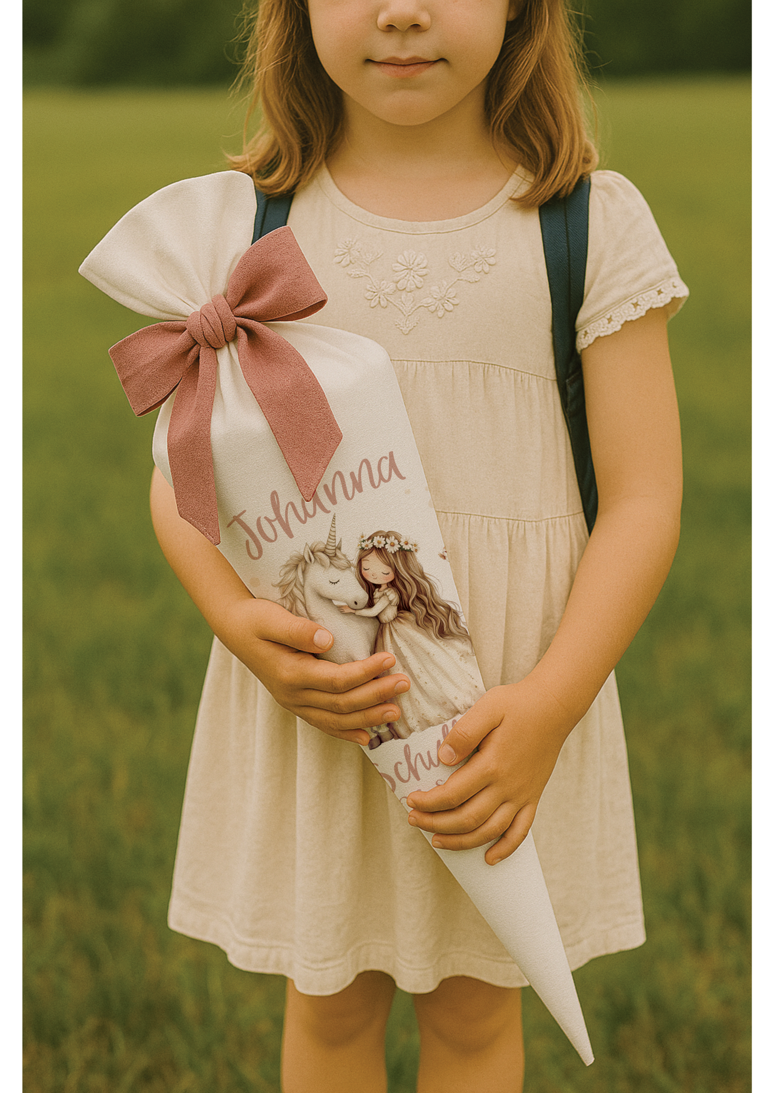 Boho Prinzessin Schultüten-Bügelbild - Name, Farbe und Datum nach deinen Wünschen