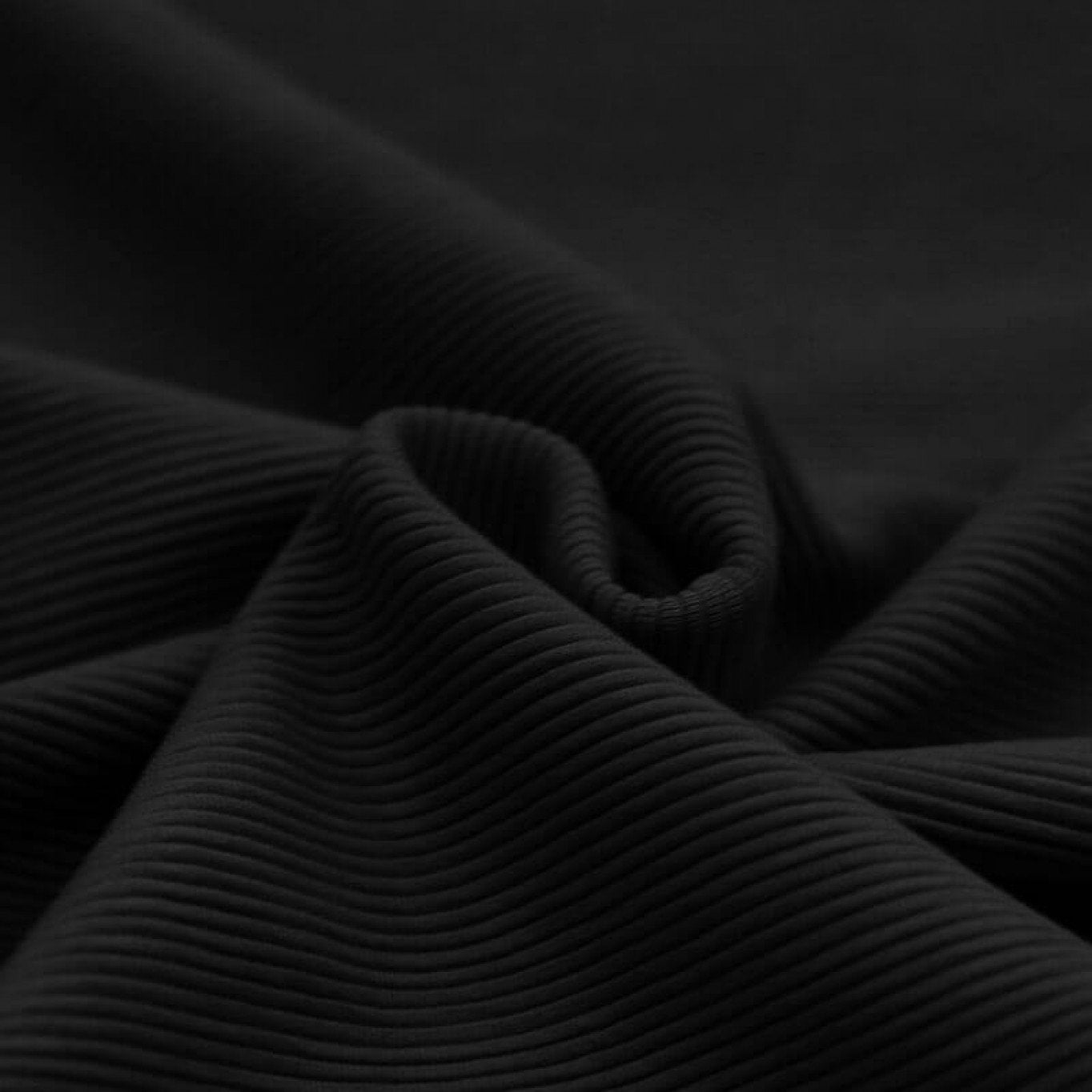 Schwarz - Ottoman Rib-Jersey - 80% Baumwolle, 15% Polyester, 5% Elastan