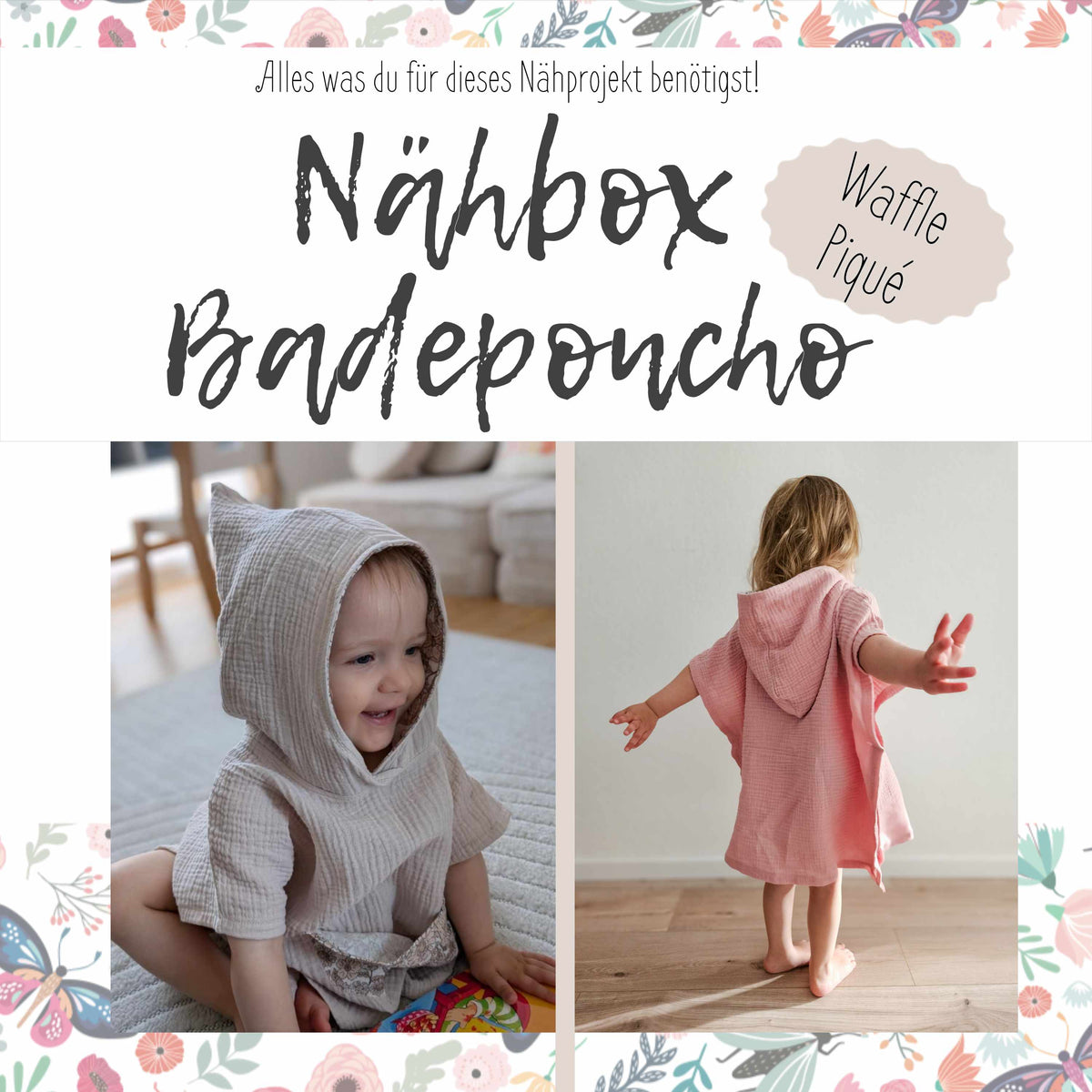 Badeponcho - Nähbox - DIY - Waffel Piqué & Kapuze gefüttert