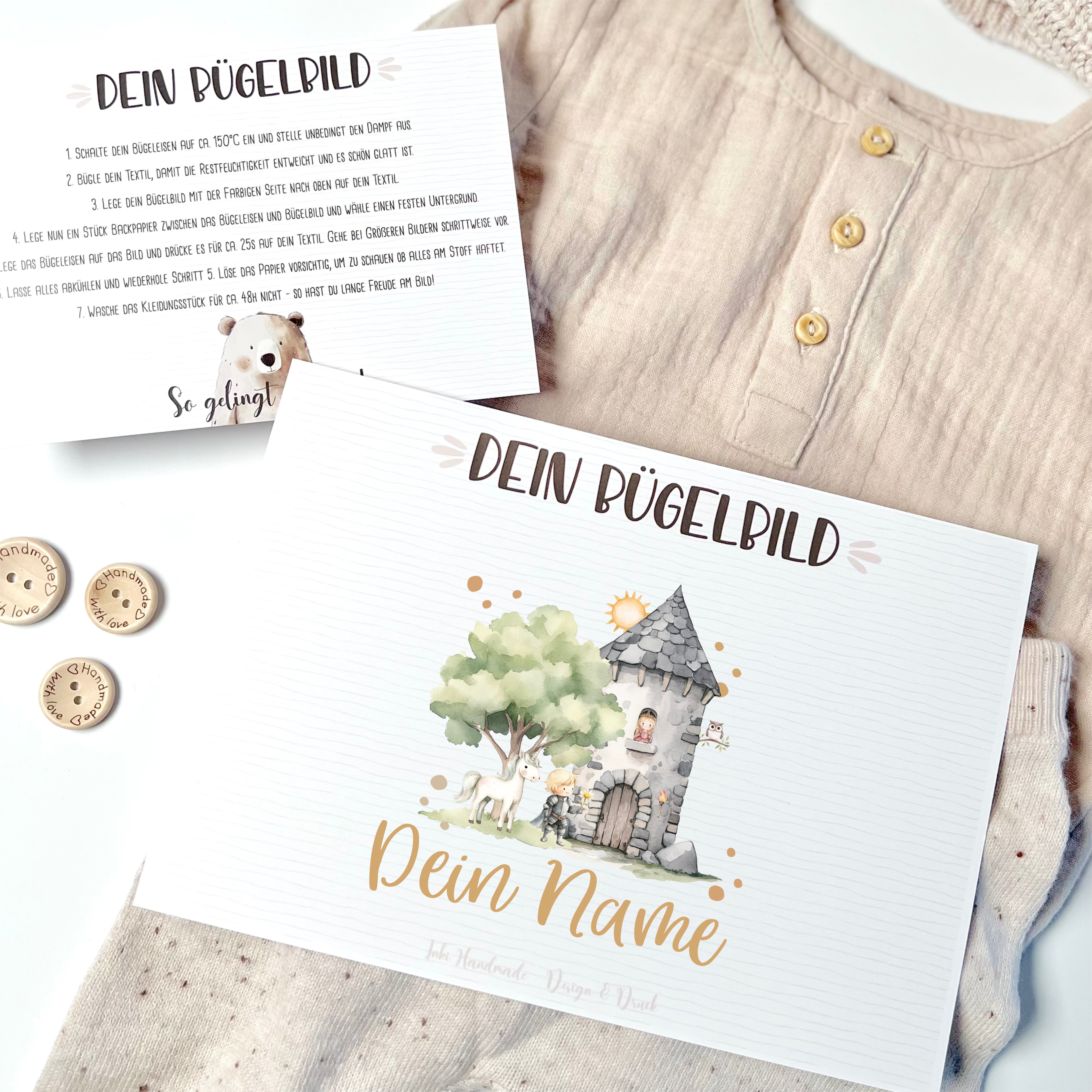 Bügelbild "Rapunzel" - Name und Jahreszahl nach deinen Wünschen