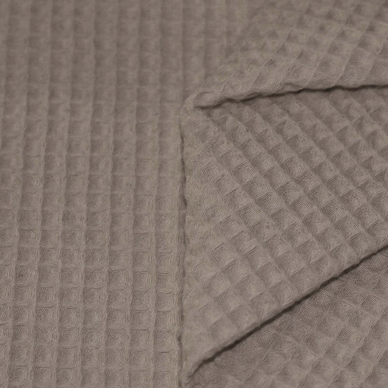 Taupe - Waffel Piqué  - 100% Baumwolle