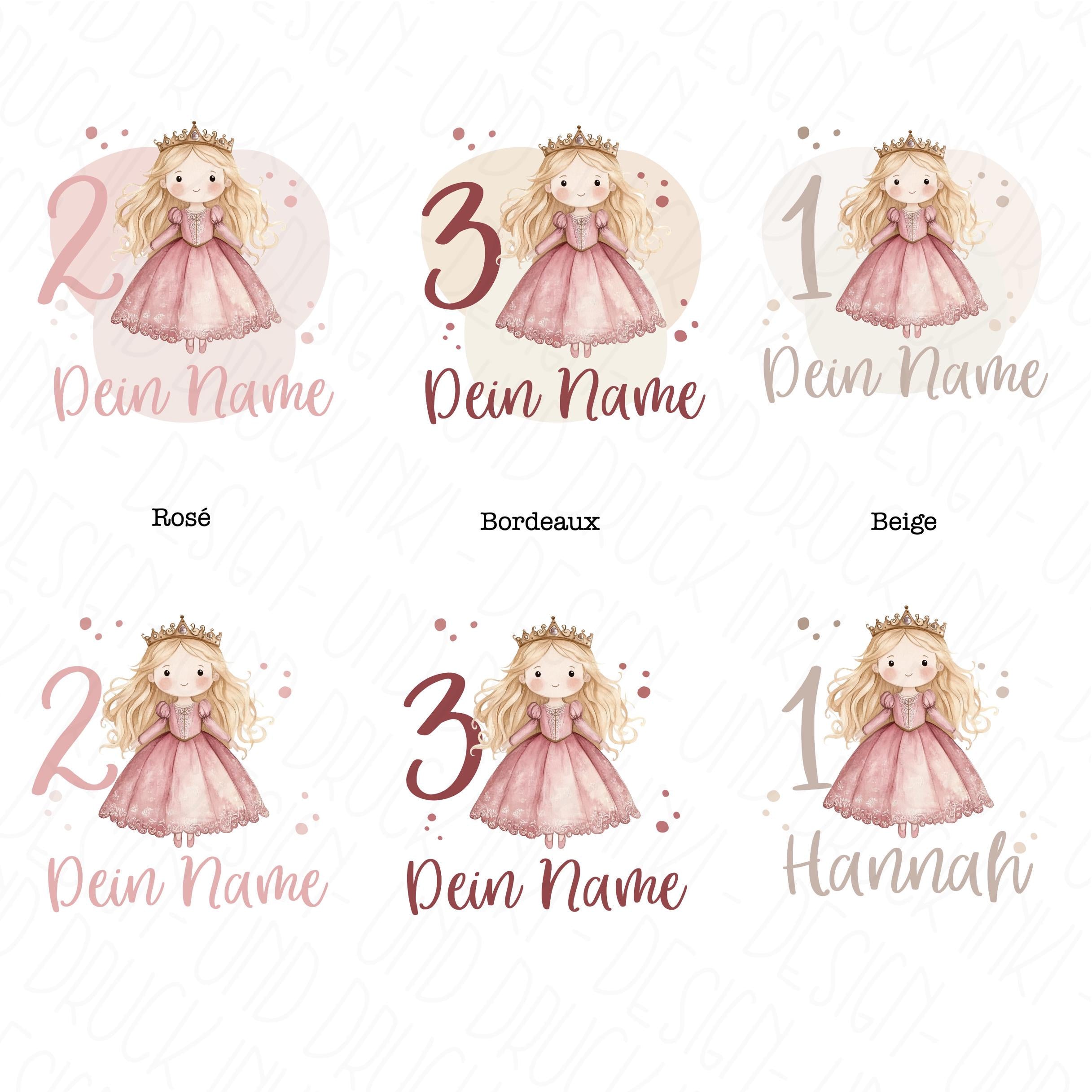 Bügelbild "Prinzessin" - Name und Jahreszahl nach deinen Wünschen