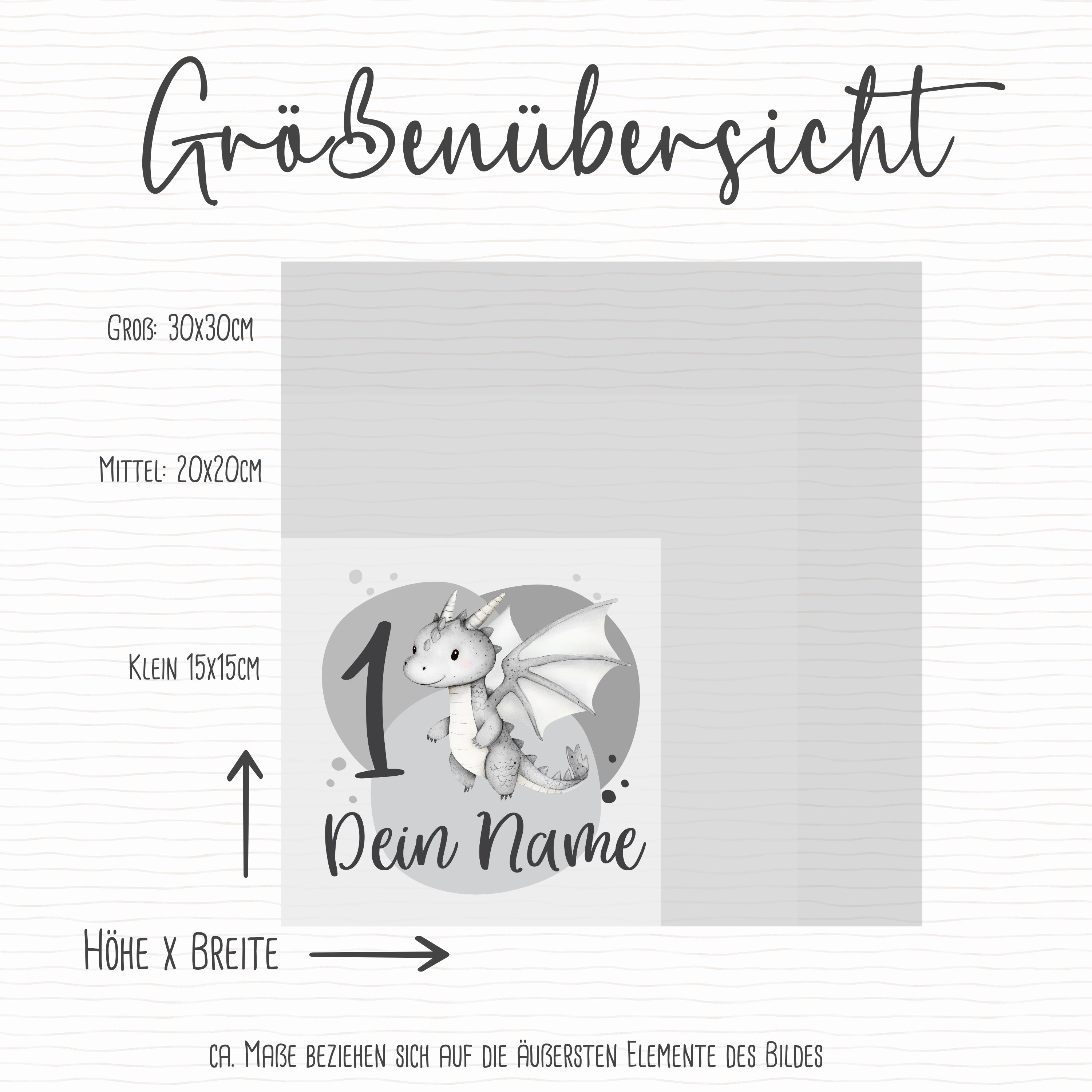 Bügelbild "Kleiner Drache" - Name und Jahreszahl nach deinen Wünschen