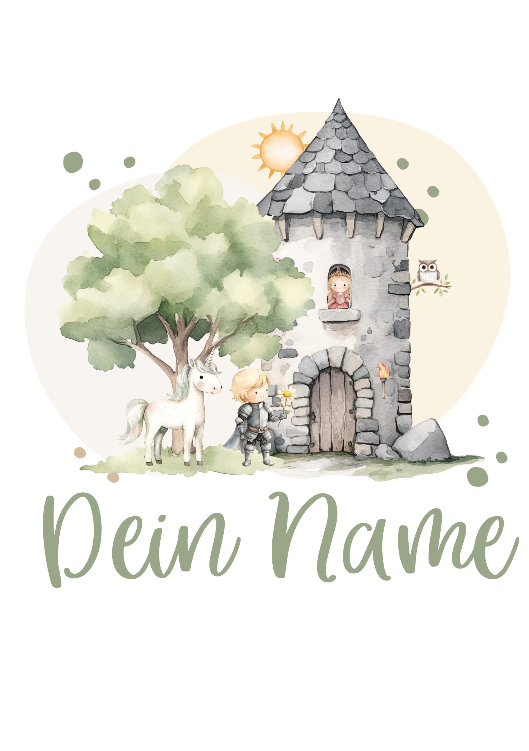 Bügelbild "Rapunzel" - Name und Jahreszahl nach deinen Wünschen