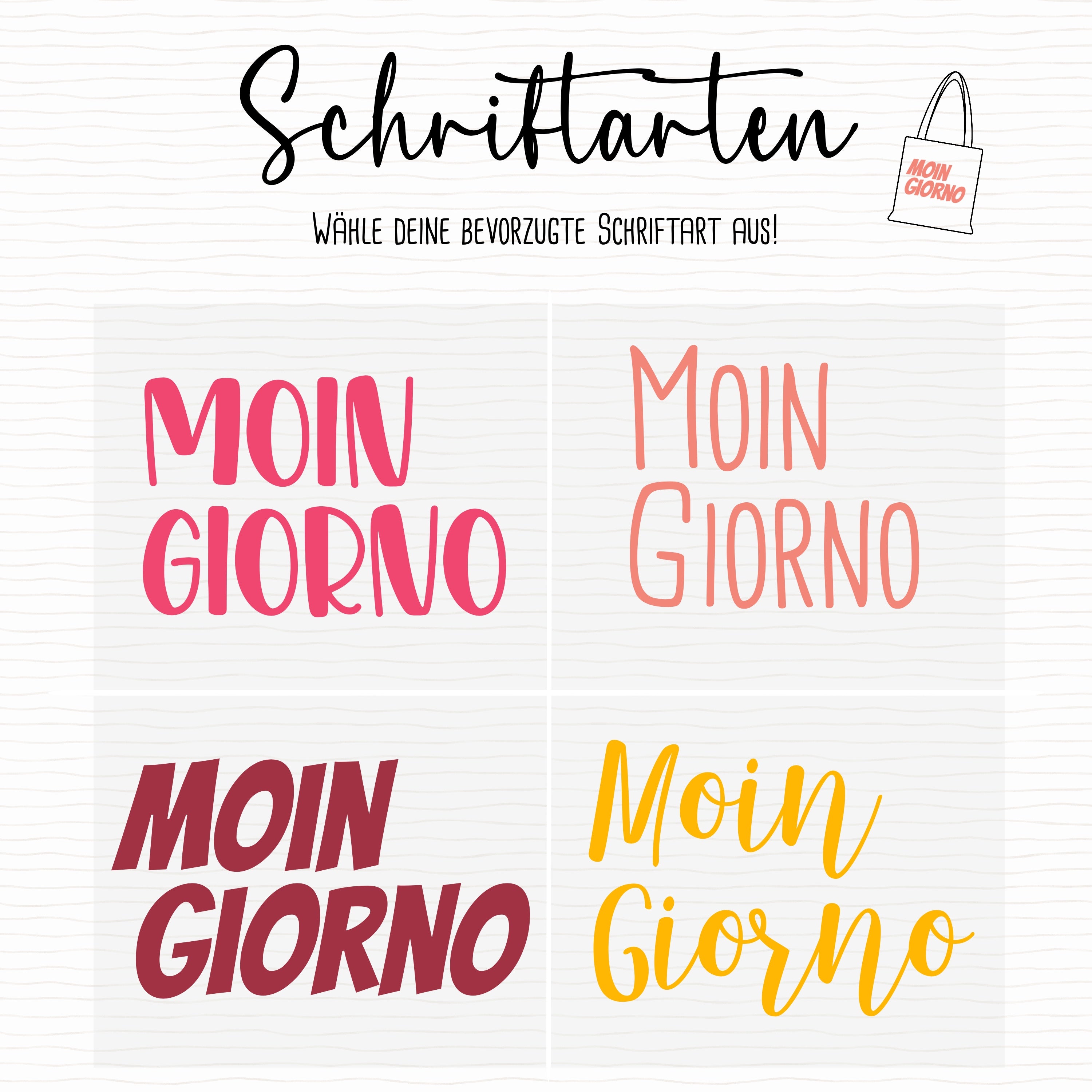 Bügelbild "Moin Giorno" - Farbe und Schrift nach deinen Wünschen