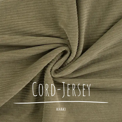 Jerseycord Khaki - 70 % Baumwolle, 25 % Polyester und 5 % Elastan