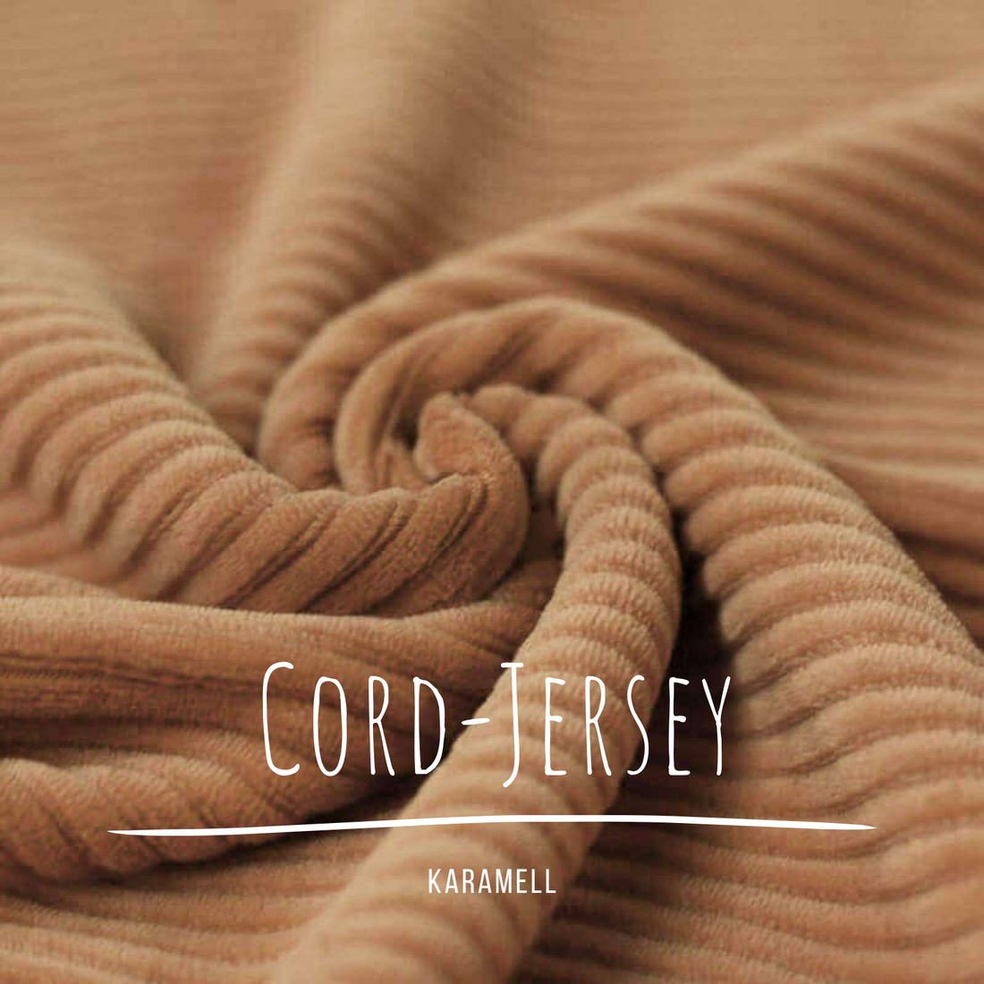 Stretch Cord-Jersey Karamell - 70 % Baumwolle, 25 % Polyester und 5 % Elastan