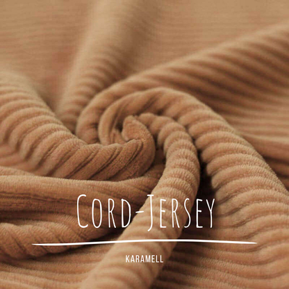 Stretch Cord-Jersey Karamell - 70 % Baumwolle, 25 % Polyester und 5 % Elastan