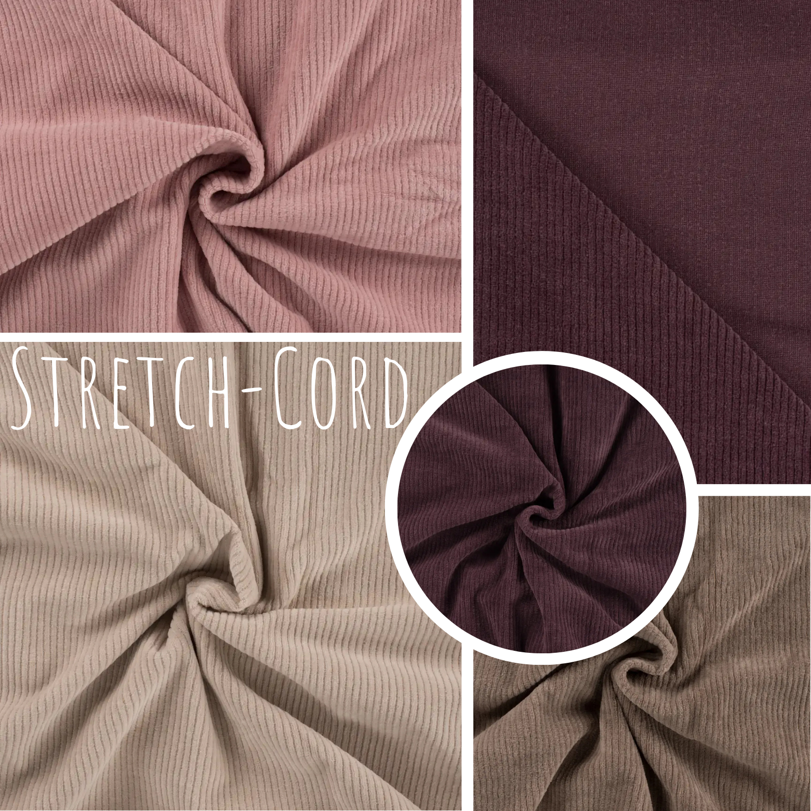 Stretch Cord-Jersey Nude Rosa - 78% Baumwolle 17% Poyester 5% Elastan