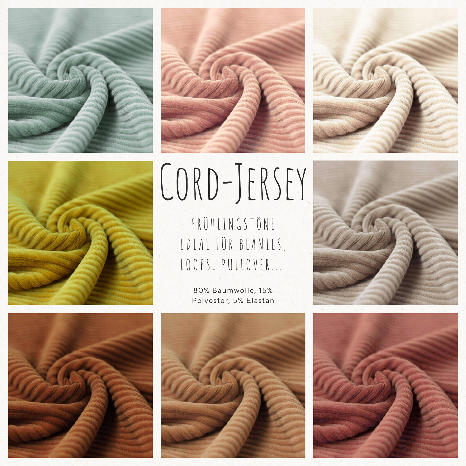Jerseycord Rostrot - 70 % Baumwolle, 25 % Polyester und 5 % Elastan)