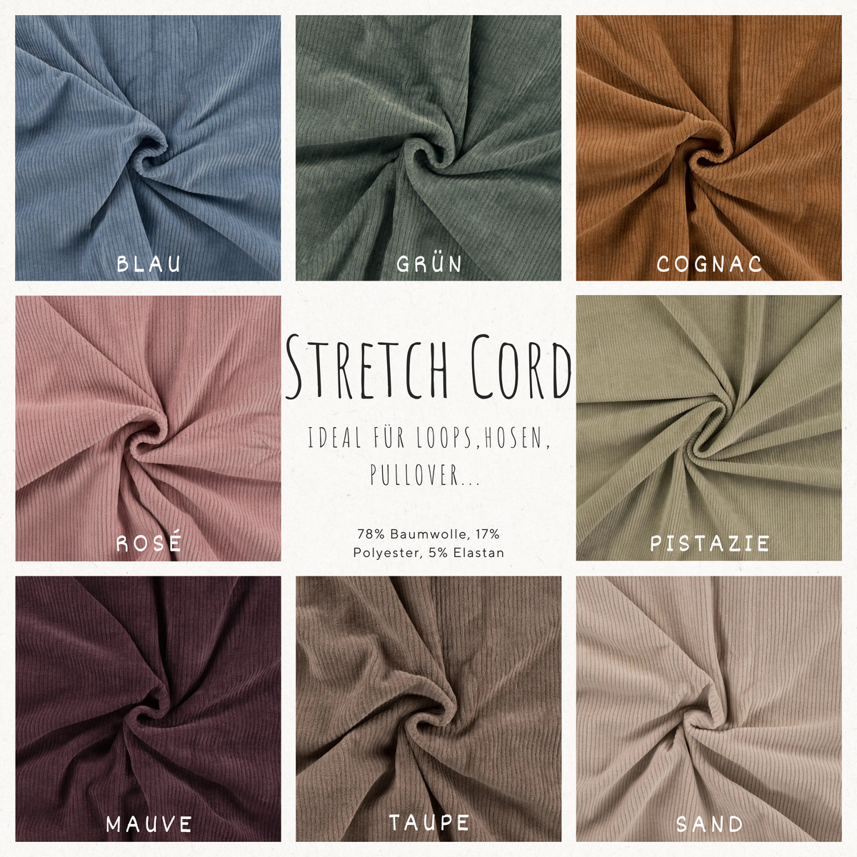 Stretch Cord-Jersey Pistazie - 78% Baumwolle 17% Poyester 5% Elastan
