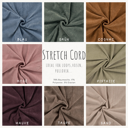 Stretch Cord-Jersey Pistazie - 78% Baumwolle 17% Poyester 5% Elastan