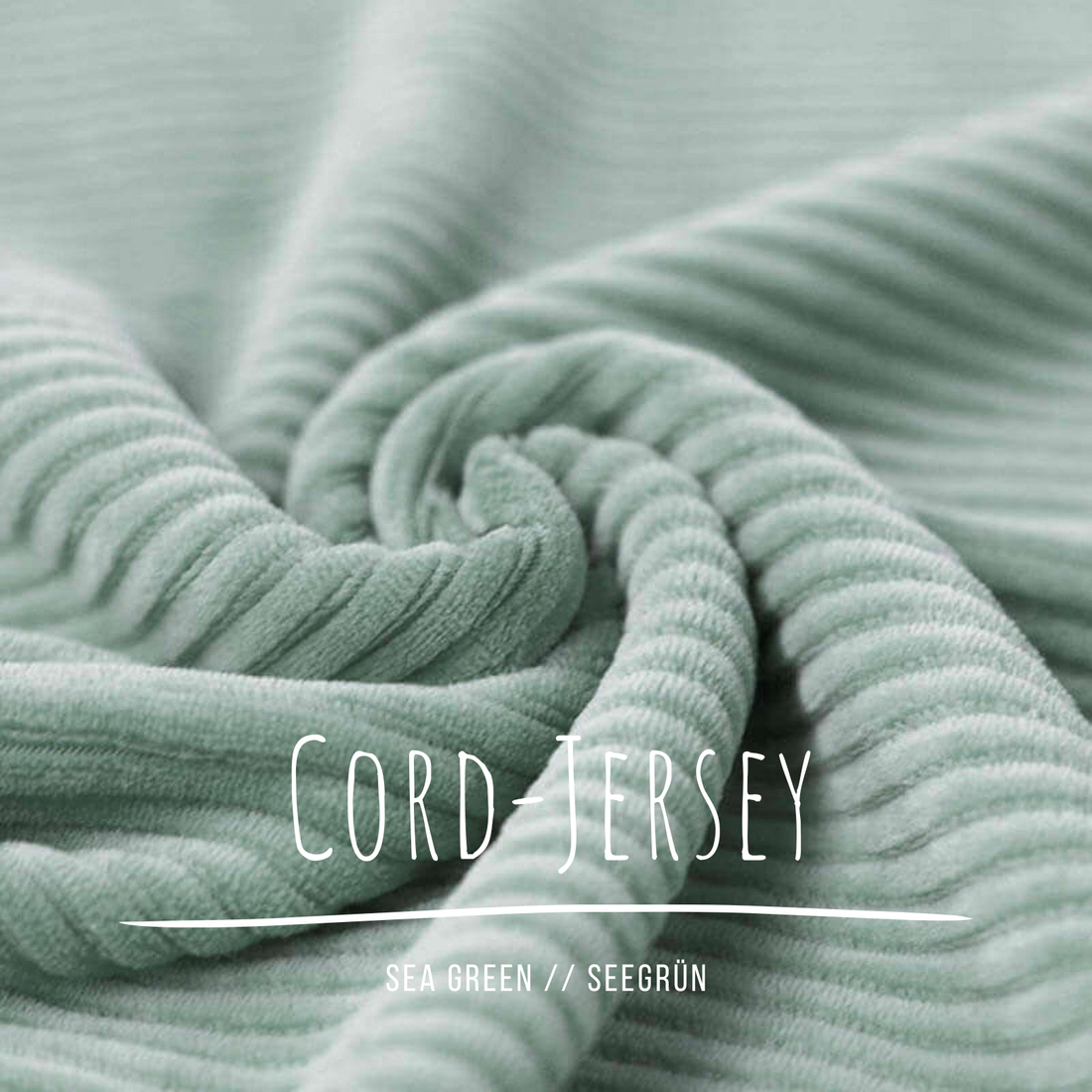 Jerseycord Seegrün - 70 % Baumwolle, 25 % Polyester und 5 % Elastan