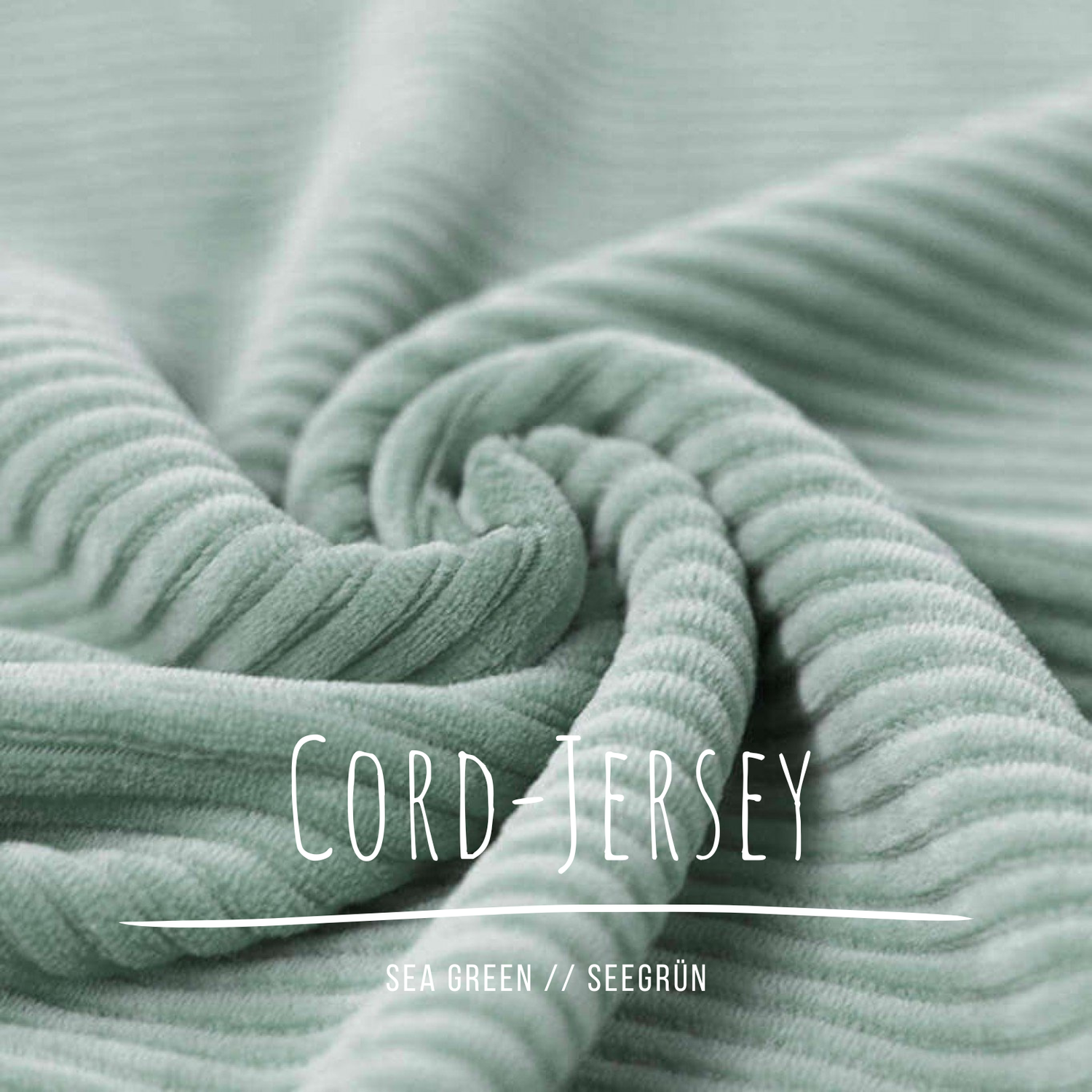 Jerseycord Seegrün - 70 % Baumwolle, 25 % Polyester und 5 % Elastan