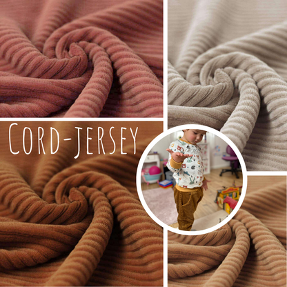 Jerseycord Cognac - 70 % Baumwolle, 25 % Polyester und 5 % Elastan