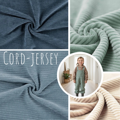Jerseycord Seegrün - 70 % Baumwolle, 25 % Polyester und 5 % Elastan
