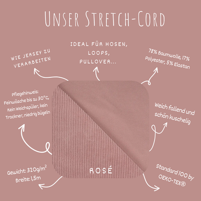 Stretch Cord-Jersey Nude Rosa - 78% Baumwolle 17% Poyester 5% Elastan