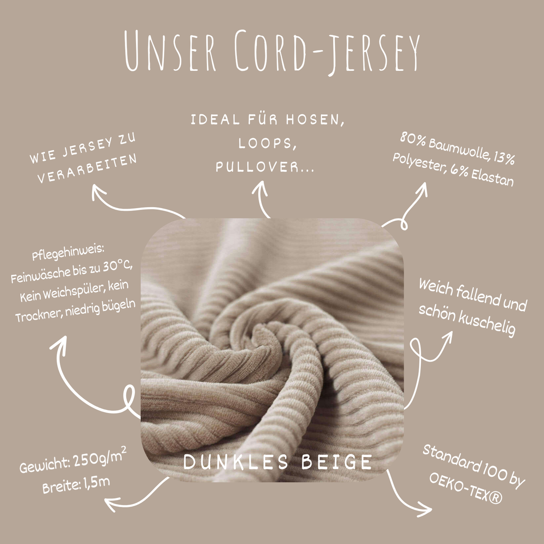 Jerseycord Meringue / Creme - 70 % Baumwolle, 25 % Polyester und 5 % Elastan