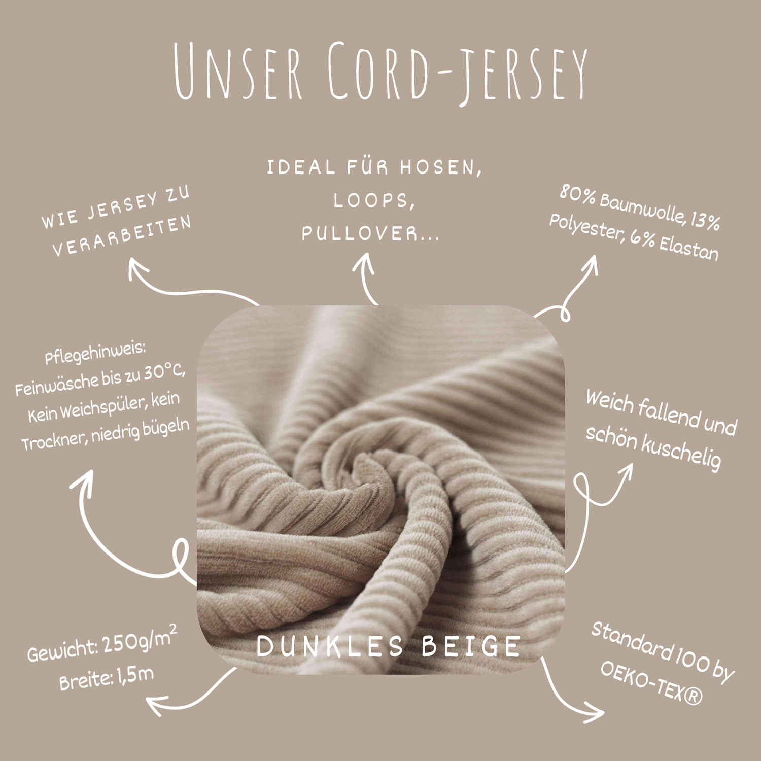 Jerseycord Meringue / Creme - 70 % Baumwolle, 25 % Polyester und 5 % Elastan