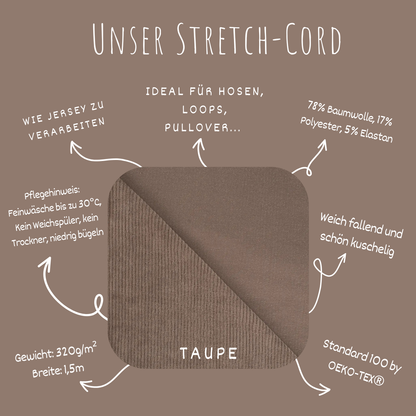 Stretch Cord-Jersey Taupe - 78% Baumwolle 17% Poyester 5% Elastan