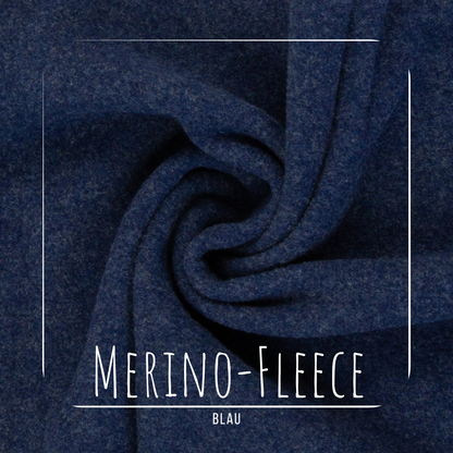 Merino Fleece Blau meliert - 100% Merinowolle - Mulesingfrei